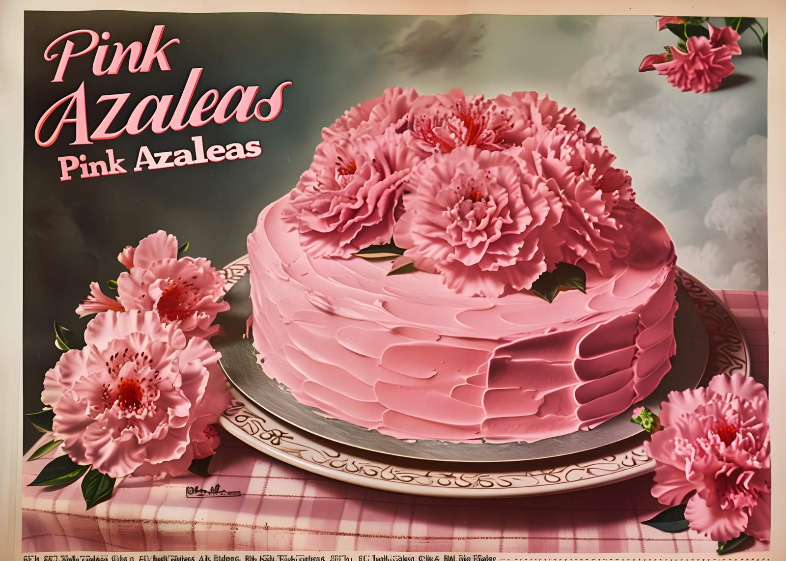 Pink Azaleas Cake Floral Art Wall Art