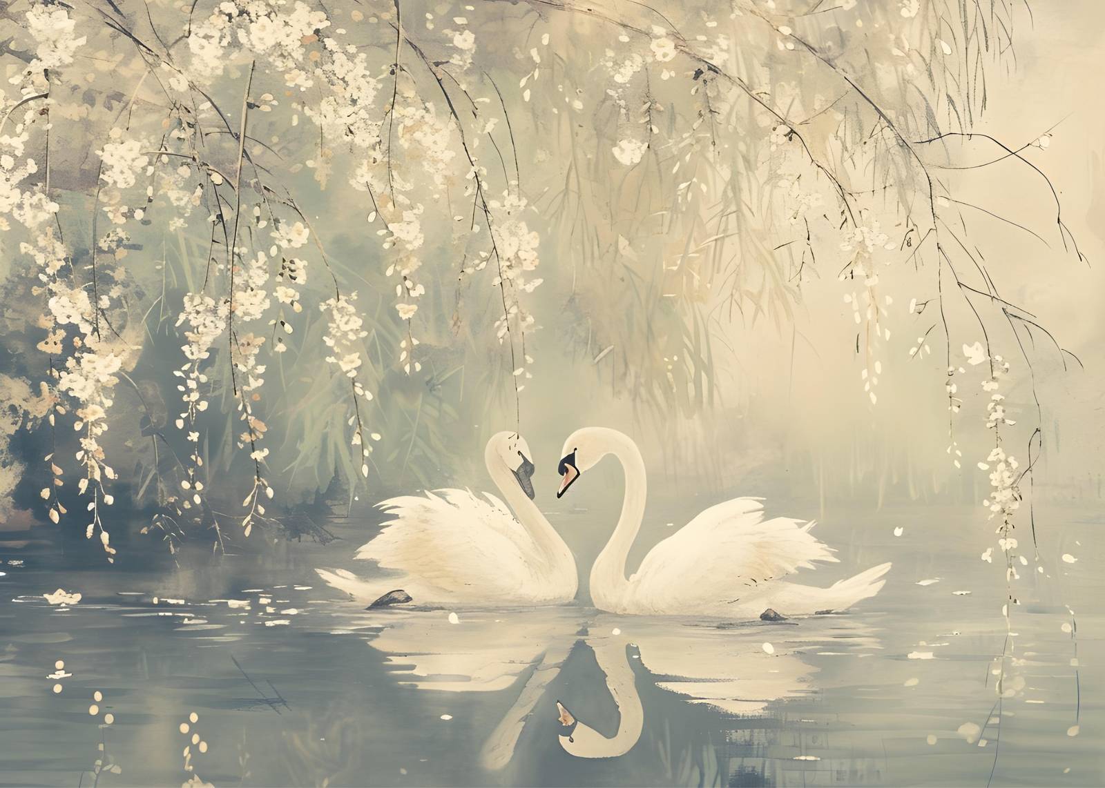 Serene Swan Love Story Wall Art