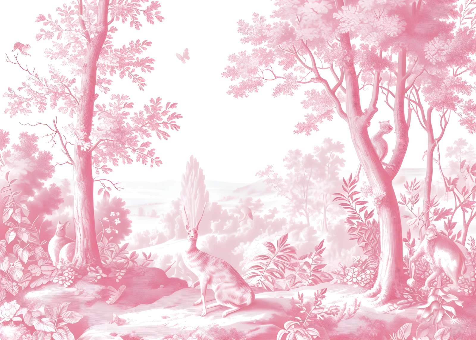 Enchanting Pink Woodland Animals Wall Art