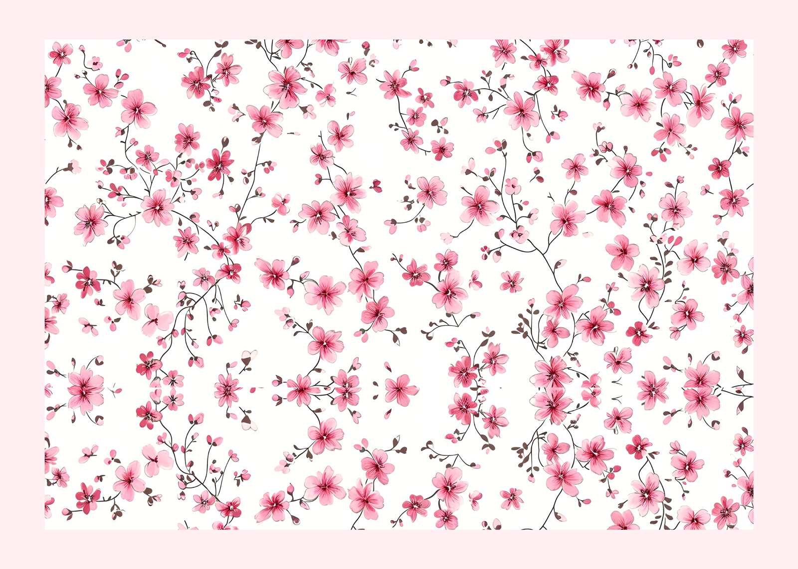 Pink Cherry Blossom Floral Wall Art Wall Art