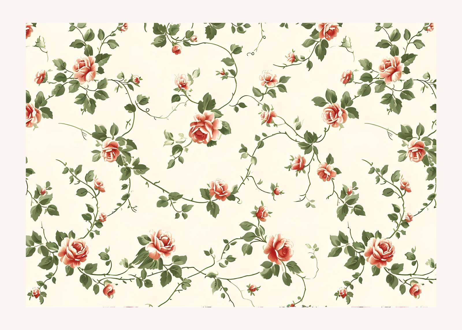 Vintage Rose Floral Garden Wall Art