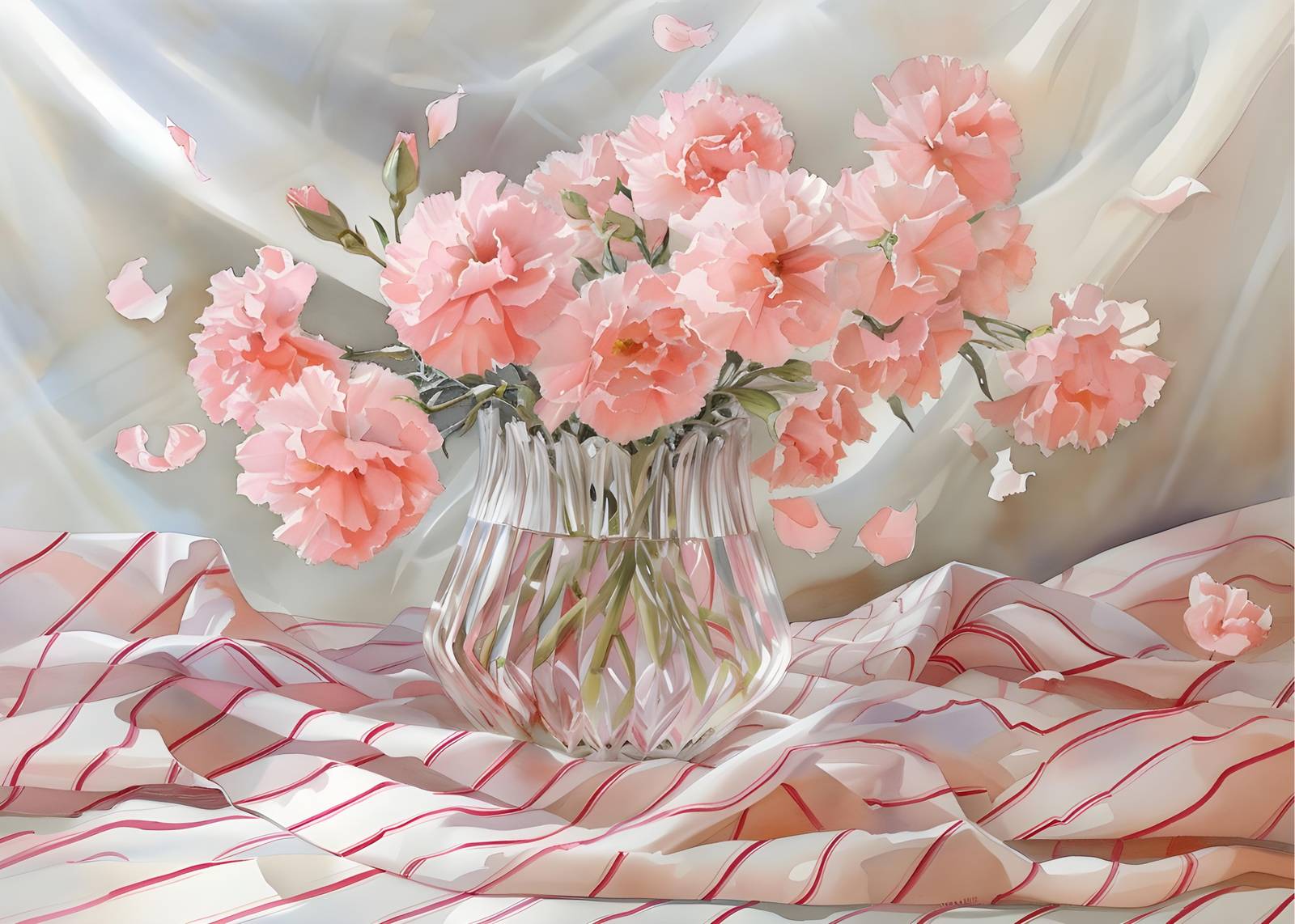Blushing Carnations Still Life Wall Art