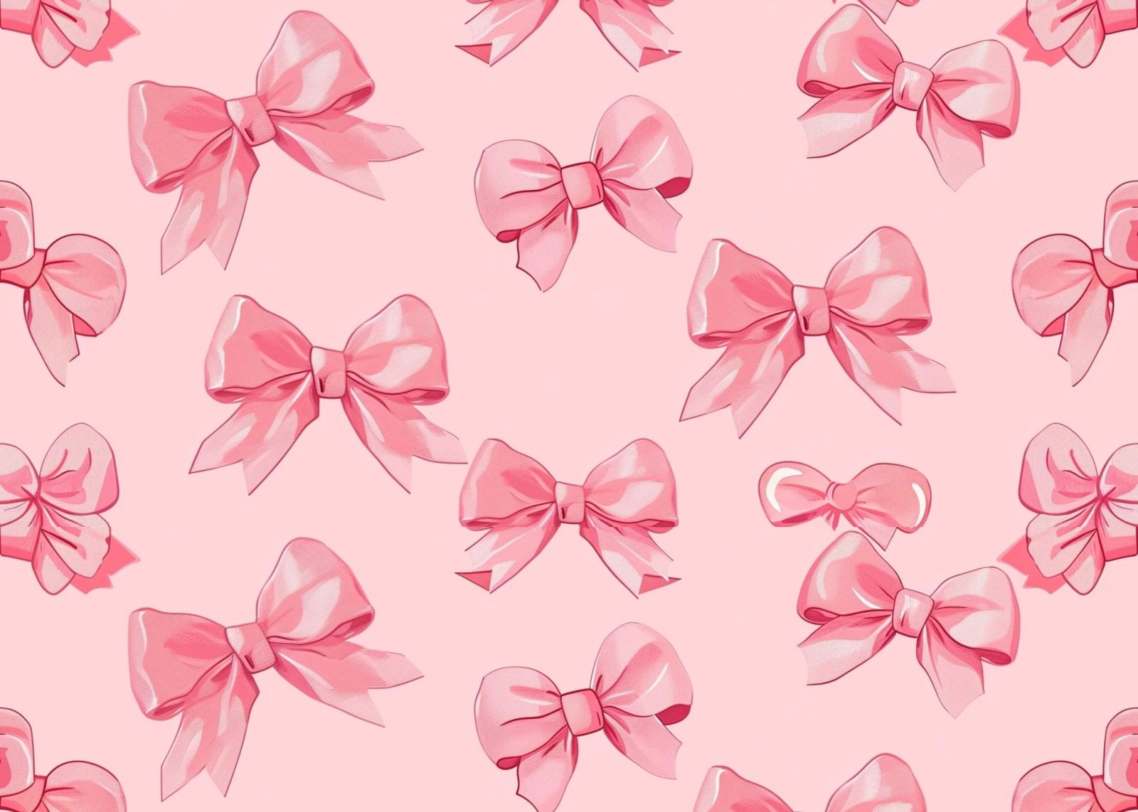 Chic Pink Bow Pattern Wall Art