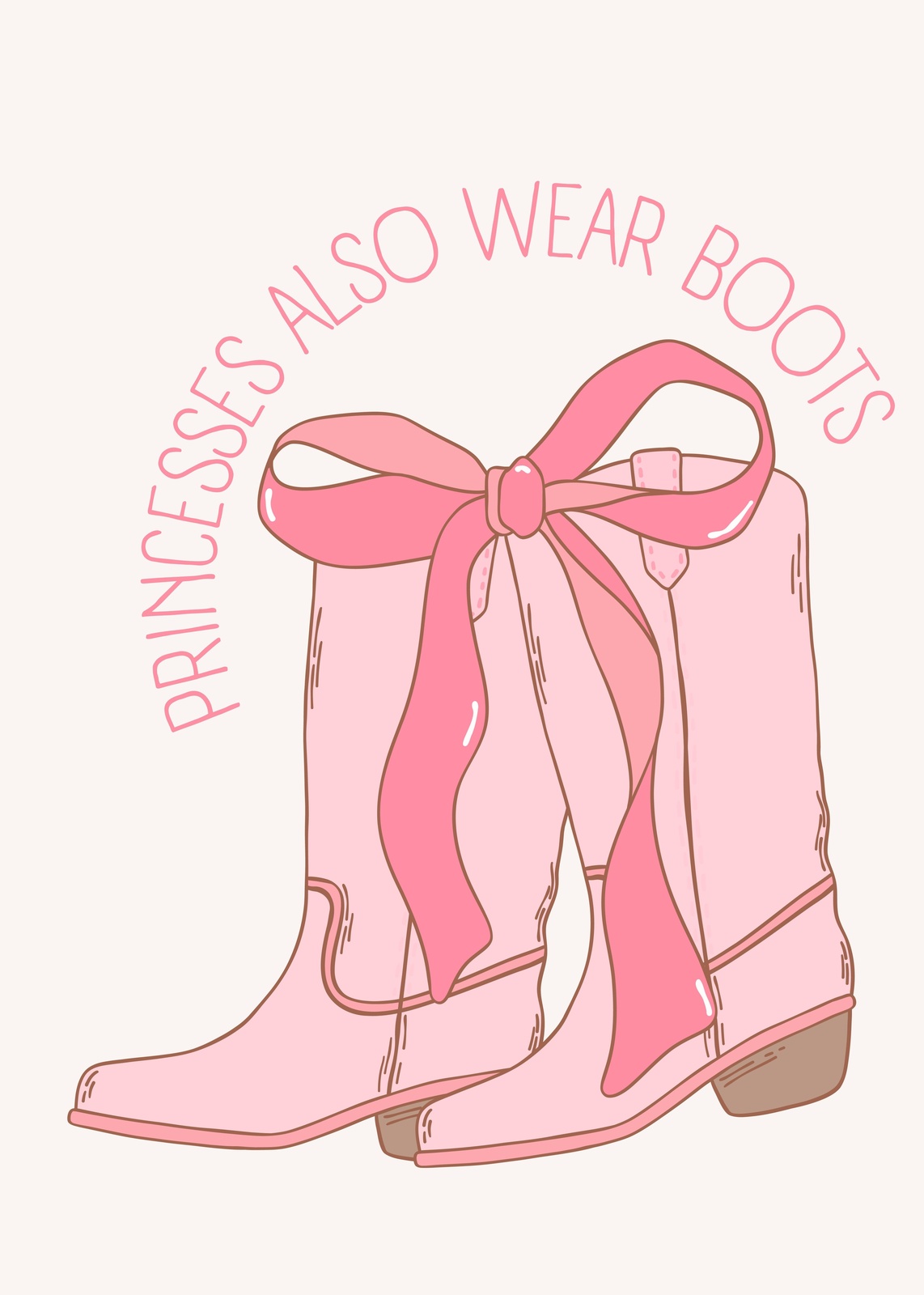 Pink Princess Boots & Bow Wall Art