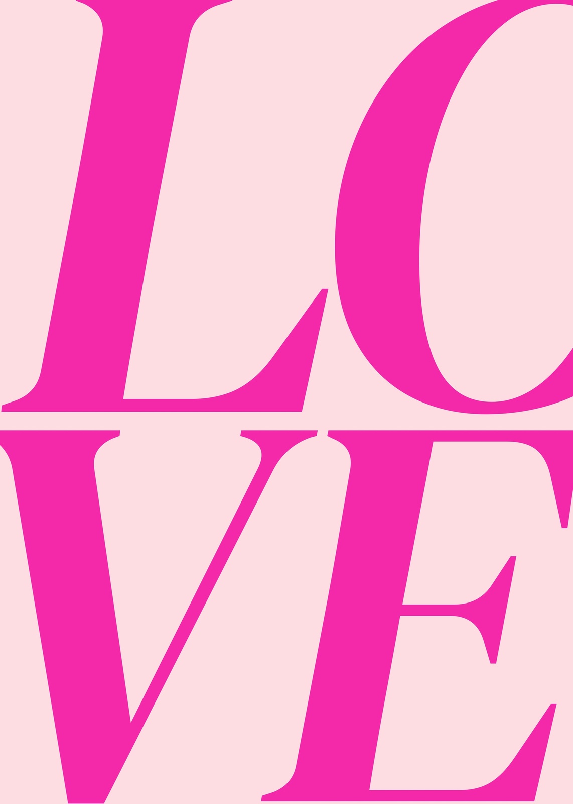 Bold Pink LOVE Typography Wall Art