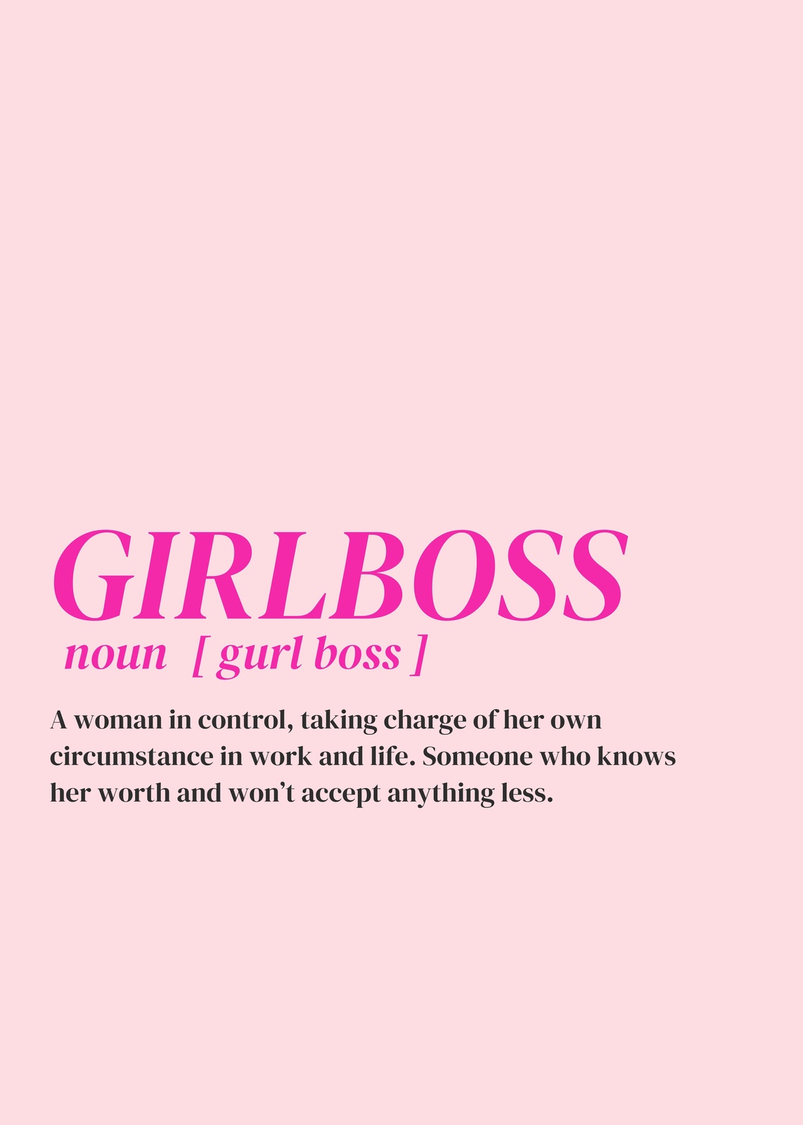 Girlboss Definition Typography Wall Art