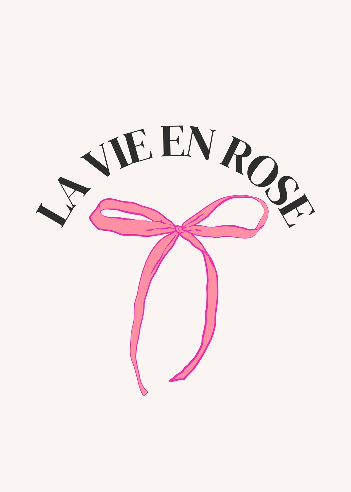 La Vie En Rose Pink Bow Paris Quote Wall Art