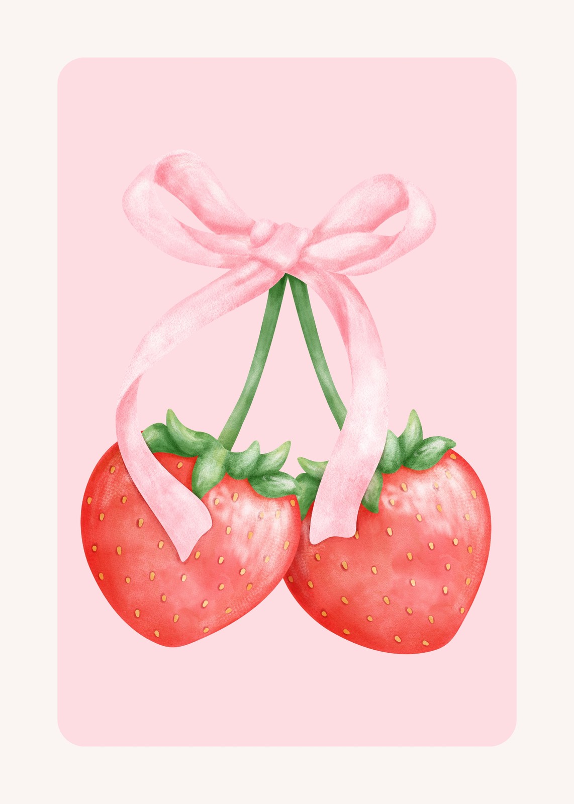 Sweet Strawberry Love Heart Wall Art