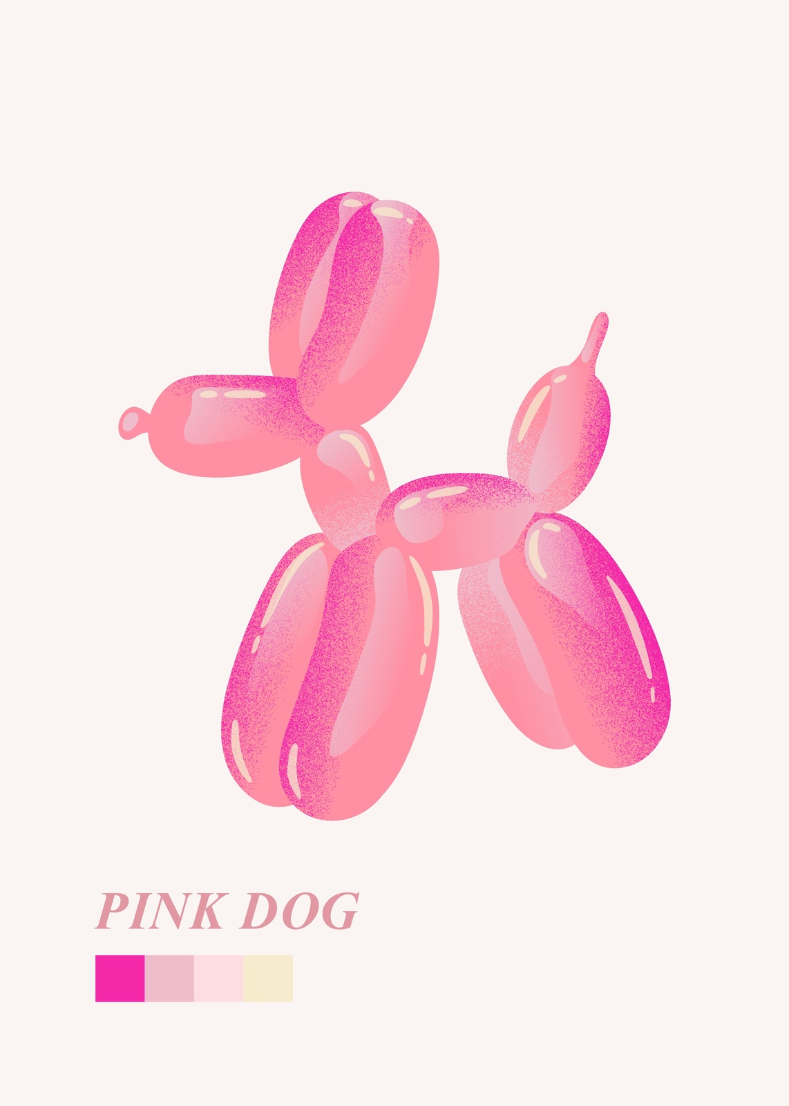 Playful Pink Balloon Dog Wall Art