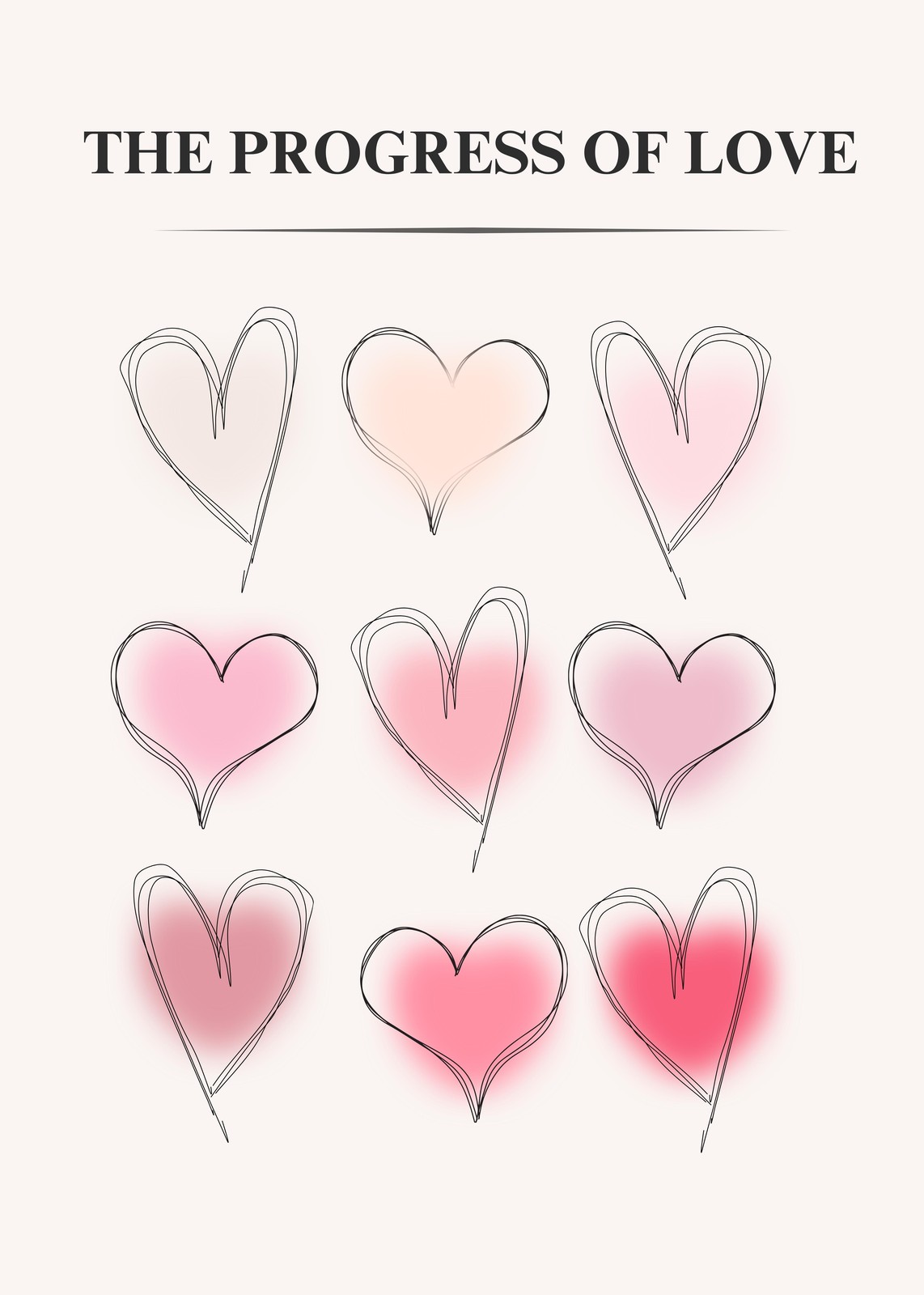 Heartfelt 'Progress of Love' Sketch Wall Art