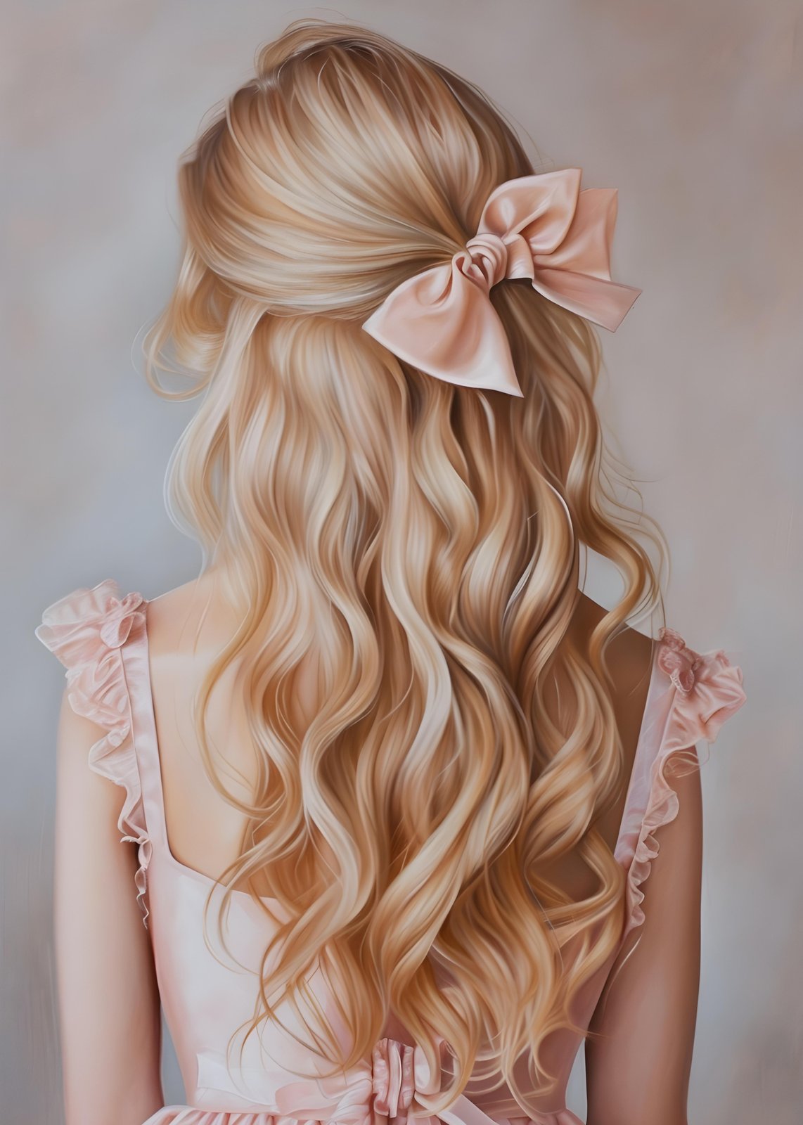Blonde Elegance Silk Bow Portrait Wall Art