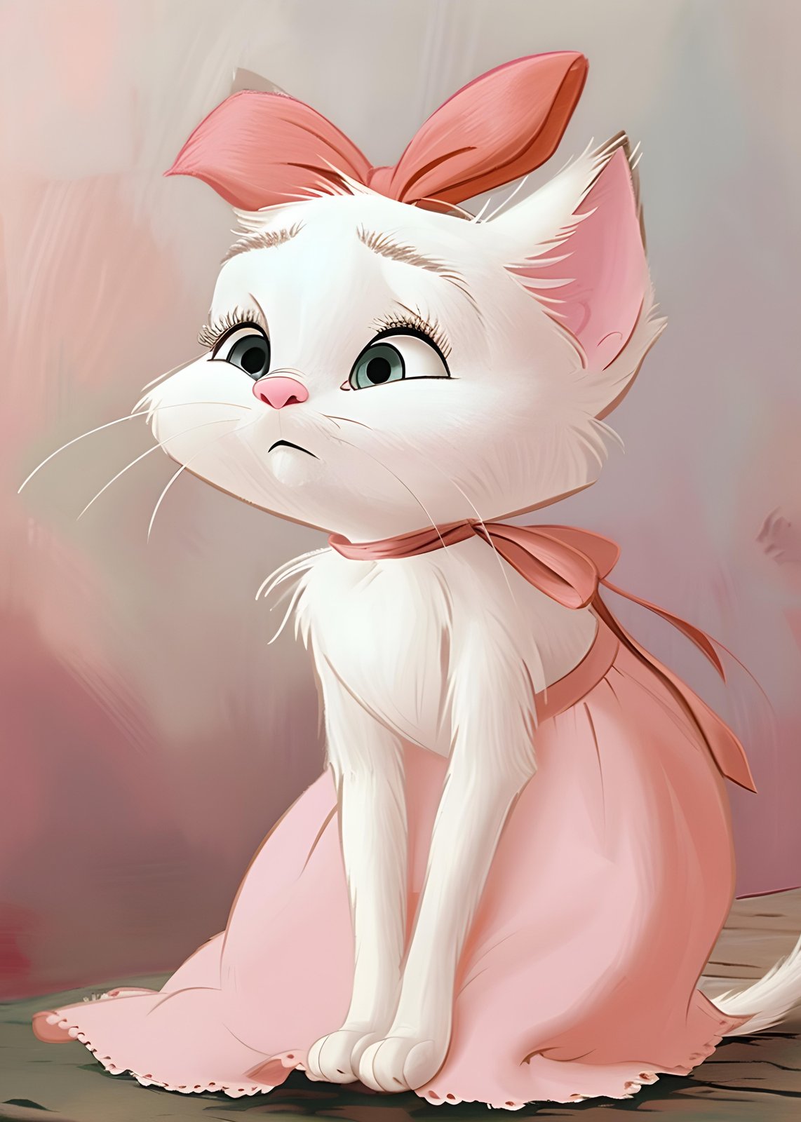 Charming Pink Bow Kitty Wall Art