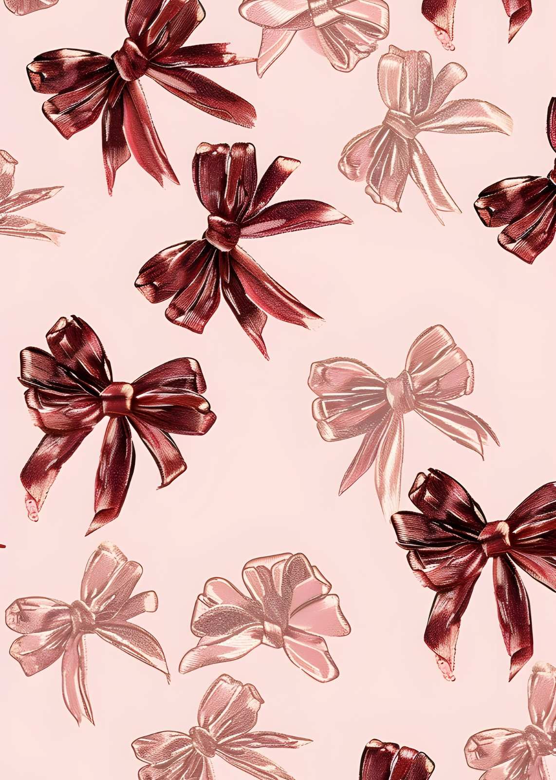 Elegant Red Bows Pattern Wall Art