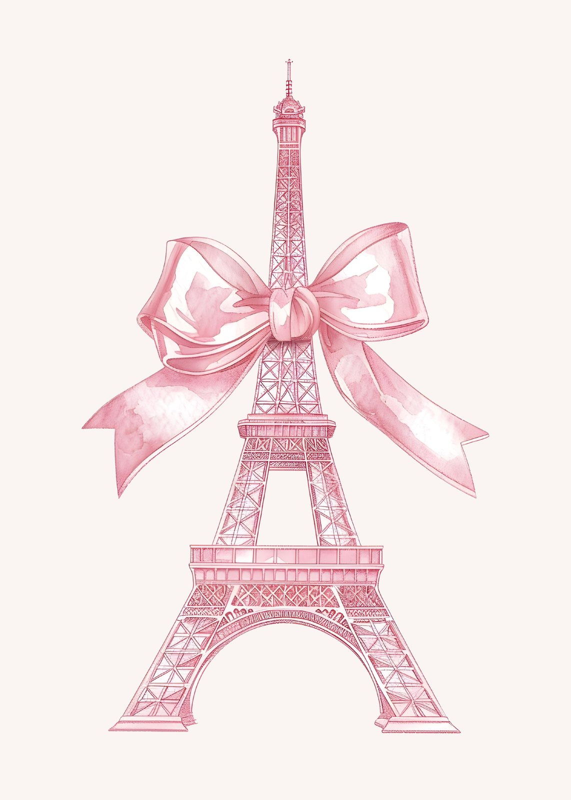 Pink Eiffel Tower Bow Wall Art