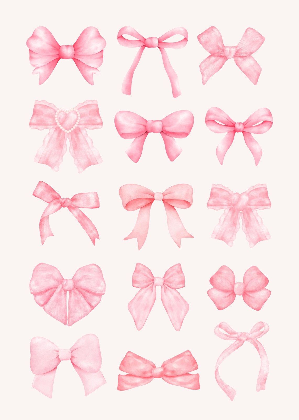 Charming Pink Bows Watercolour Wall Art
