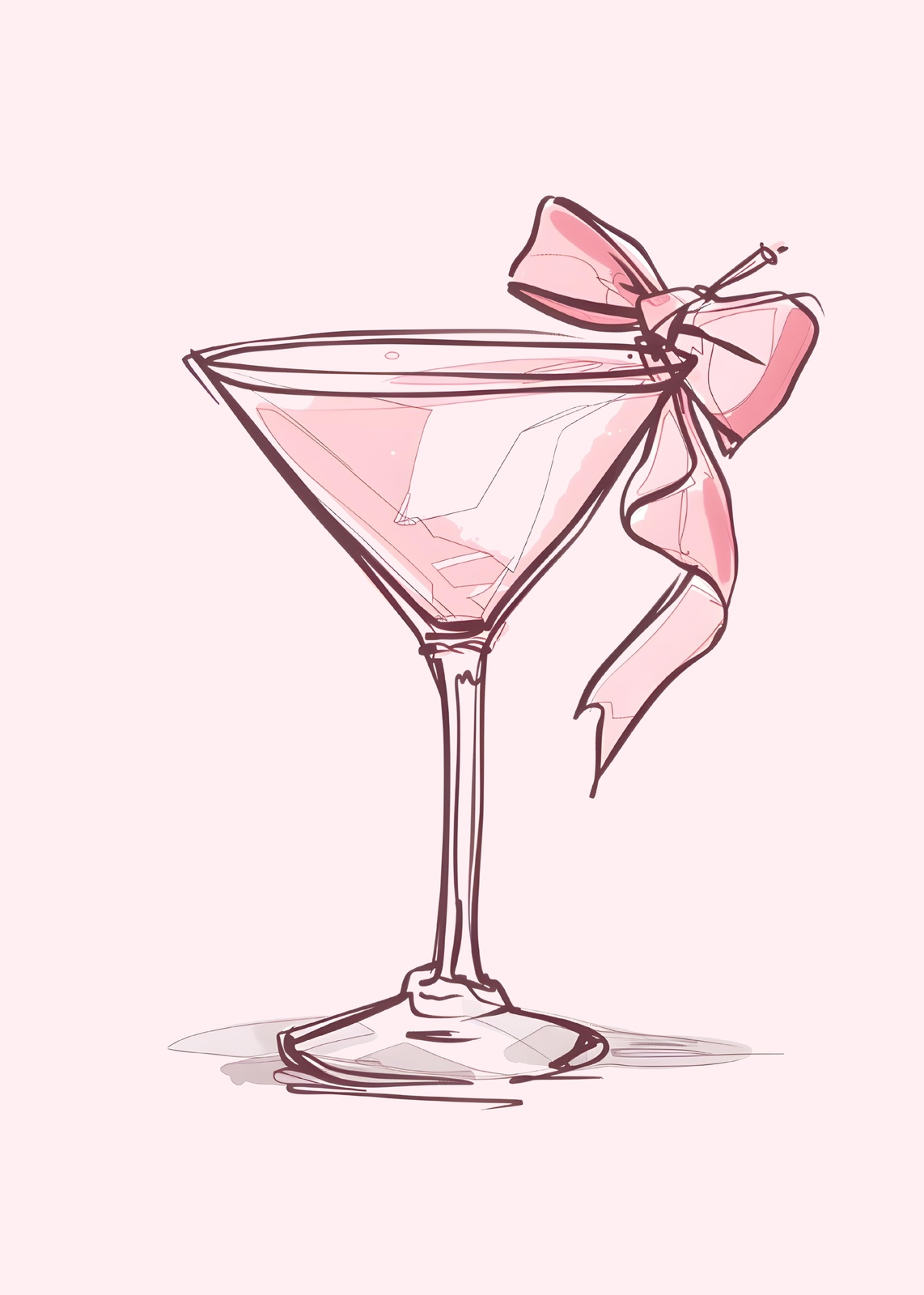 Pink Martini Bow Sketch Wall Art