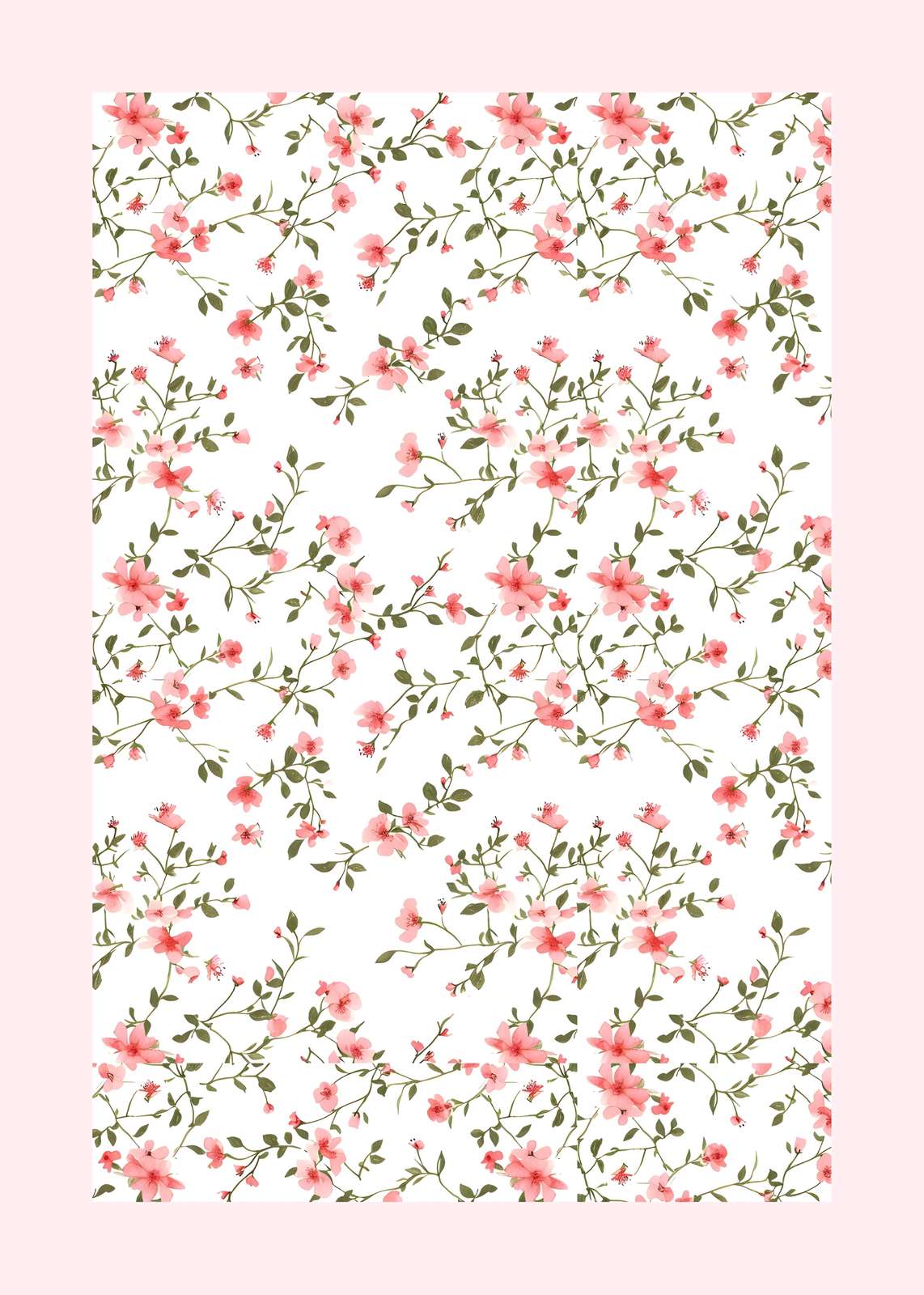 Delicate Pink Floral Vines Wall Art
