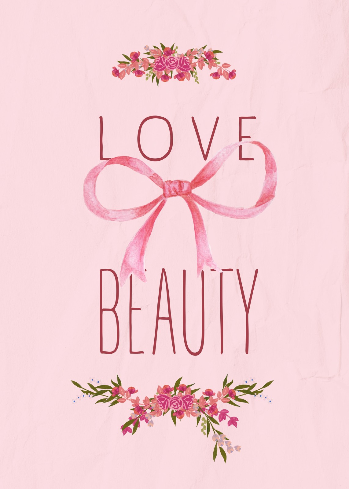 Love & Beauty Floral Ribbon Wall Art