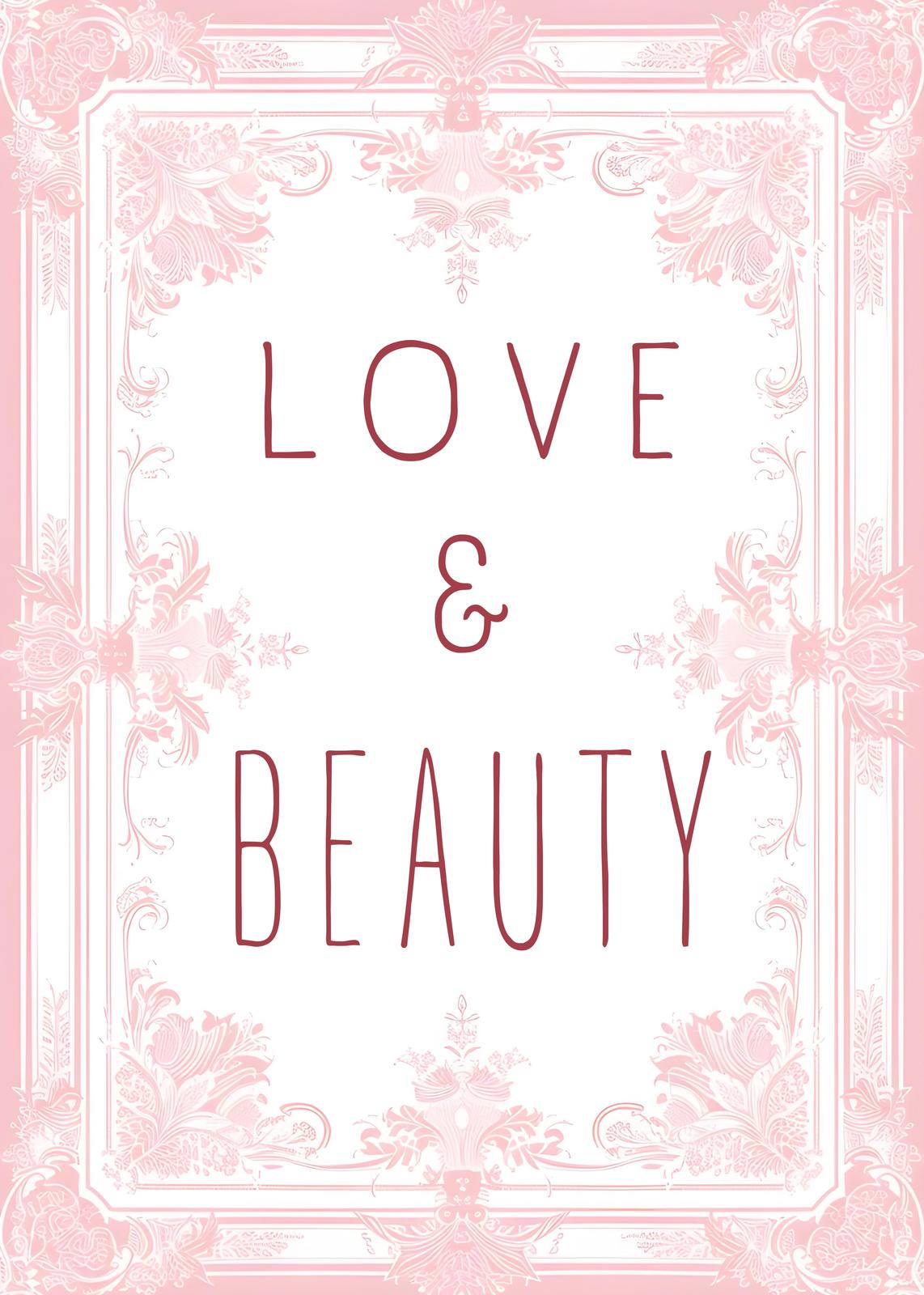 Elegant Love & Beauty Typography Wall Art