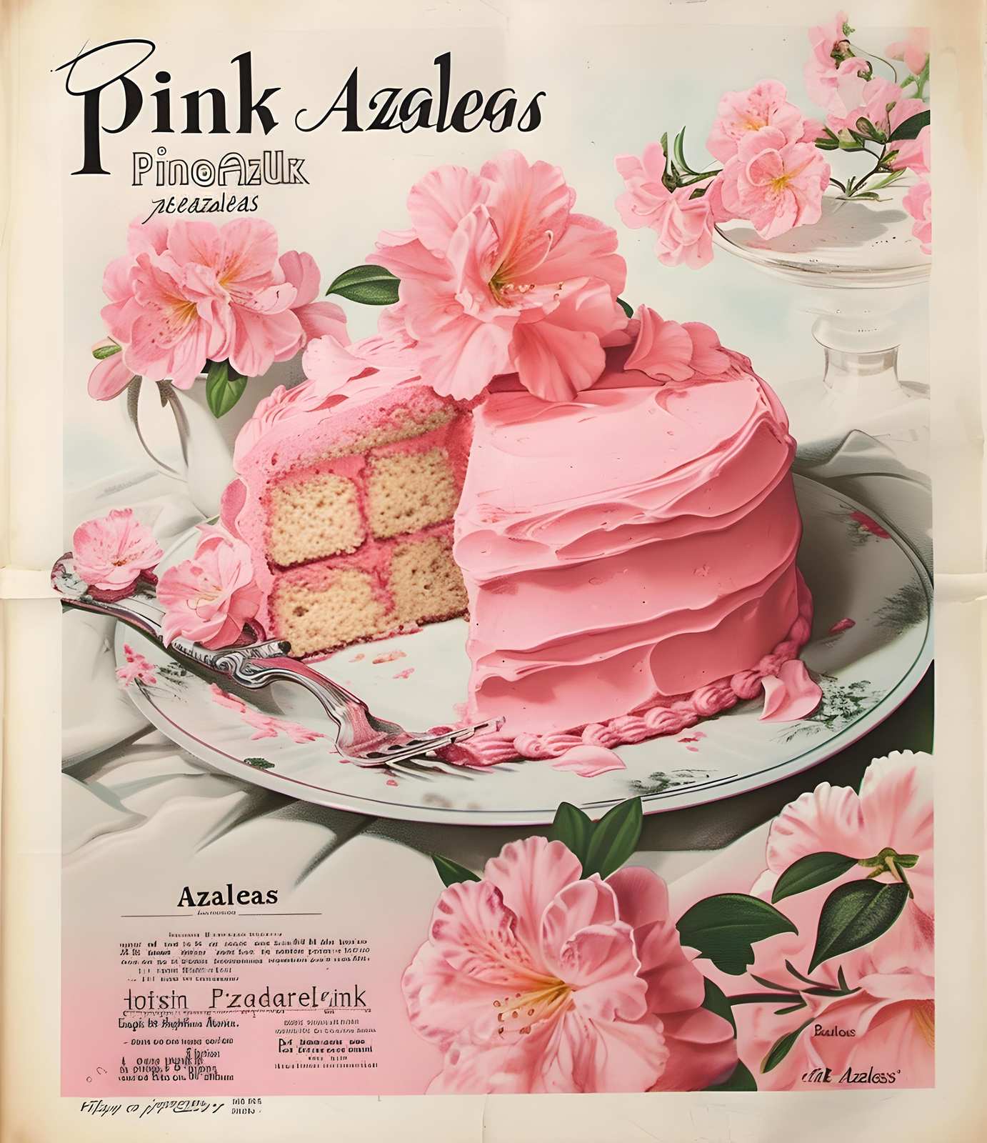 Elegant Pink Azaleas Cake Wall Art