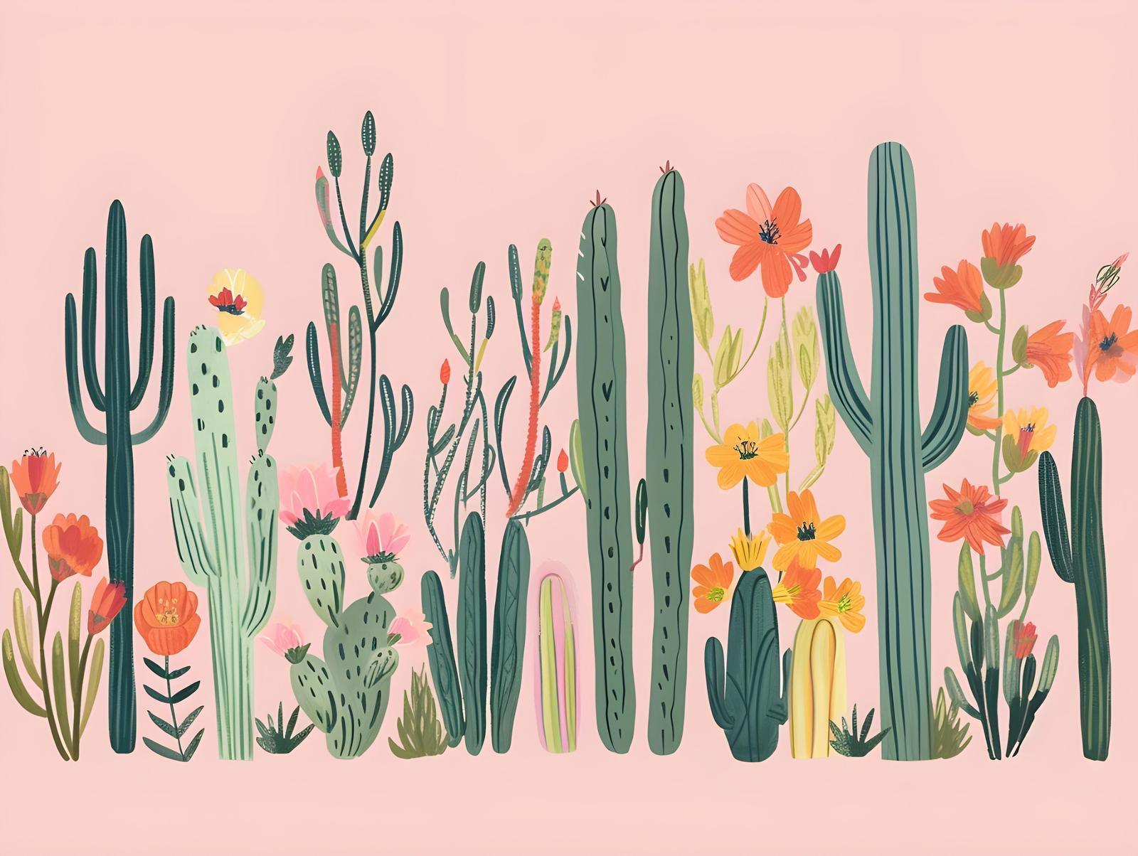 Desert Bloom Cactus Garden Wall Art