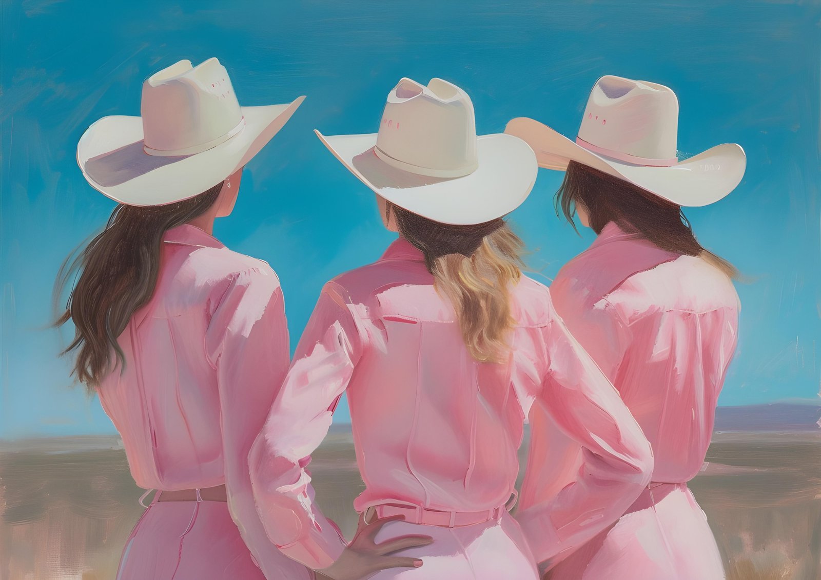 Pink Cowboy Trio Western Dream Wall Art