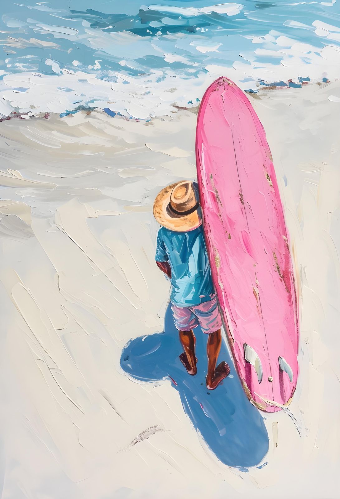 Beach Day Vibes Pink Surfboard Wall Art