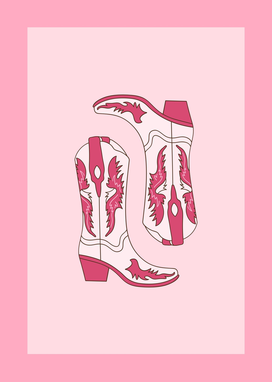 Pink Cowgirl Boots Wall Art Wall Art
