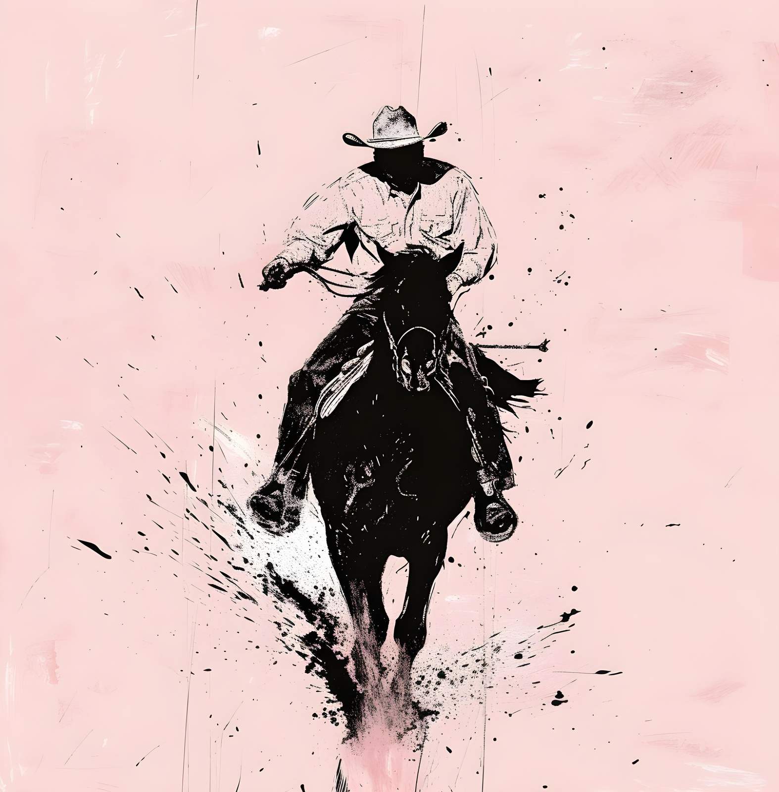 Dynamic Cowboy on Horseback Wall Art