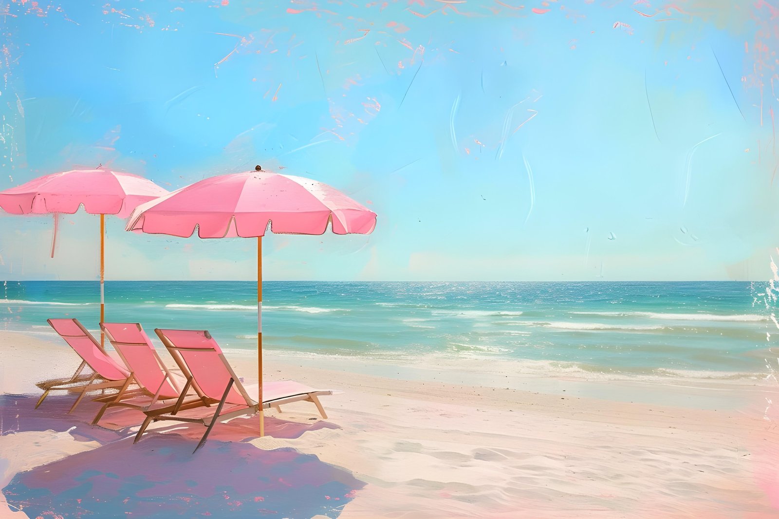Pink Beach Bliss Summer Vibes Wall Art