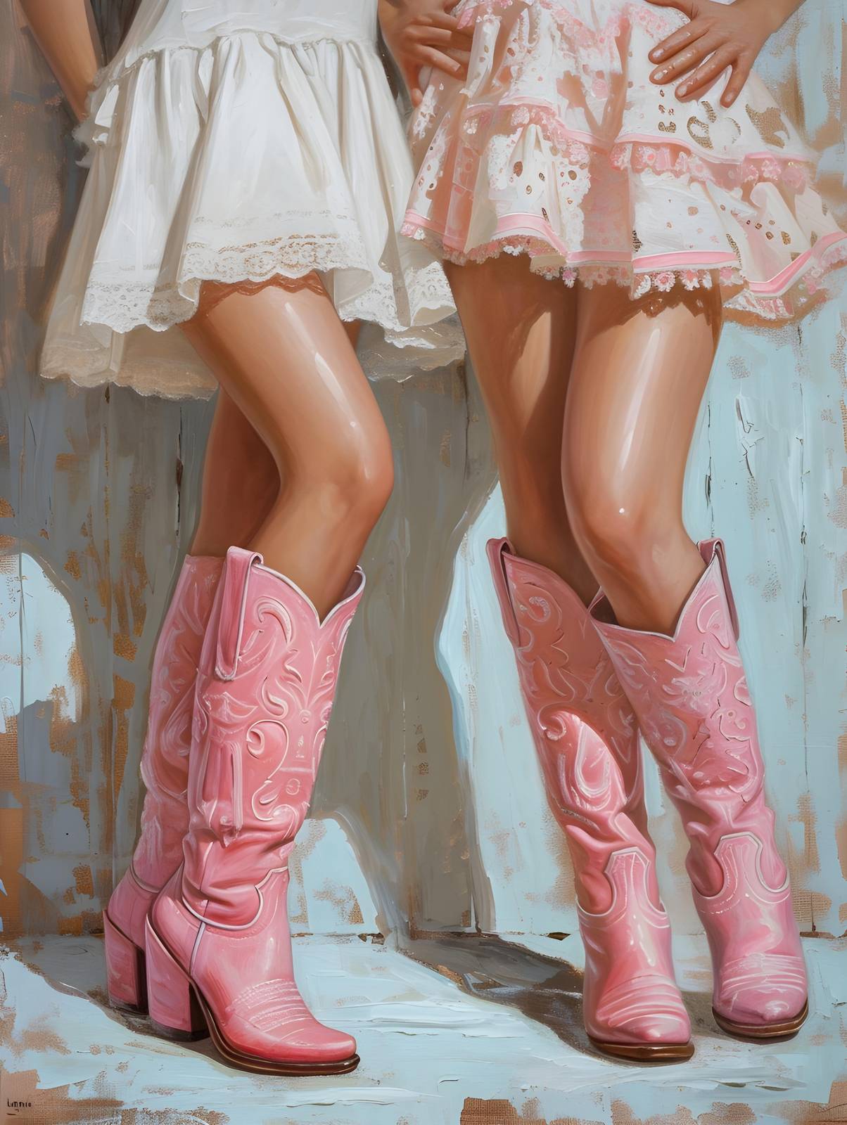 Pretty in Pink Cowgirl Boots Wall Art