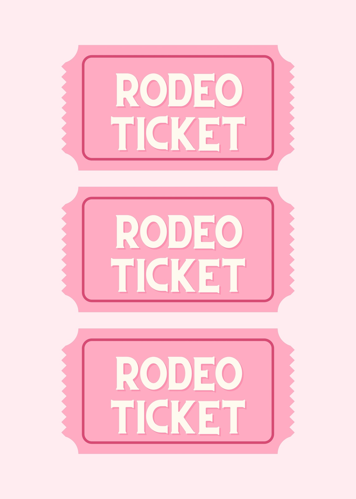 Cute Pink Rodeo Ticket Wall Art
