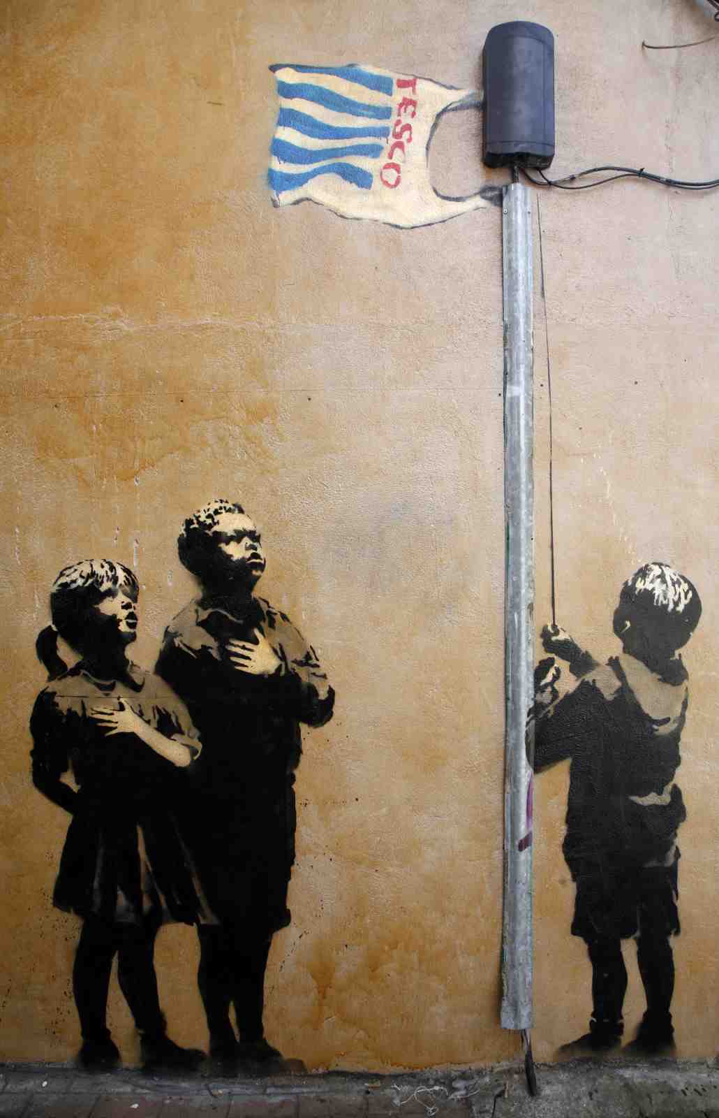 Children Raising Flag Banksy Style Wall Art