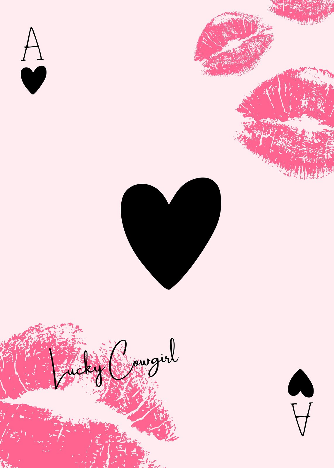 Lucky Cowgirl Ace of Hearts Kiss Wall Art