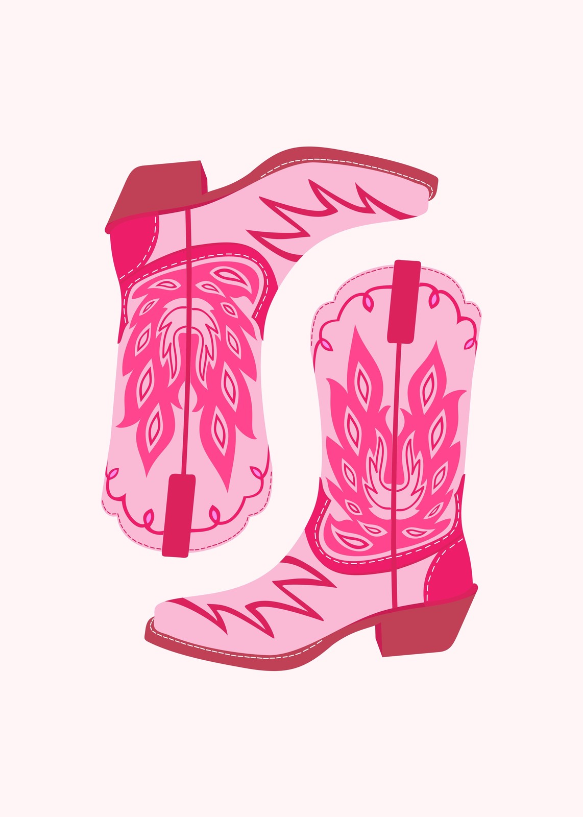 Pink Western Cowboy Boots Wall Art Wall Art