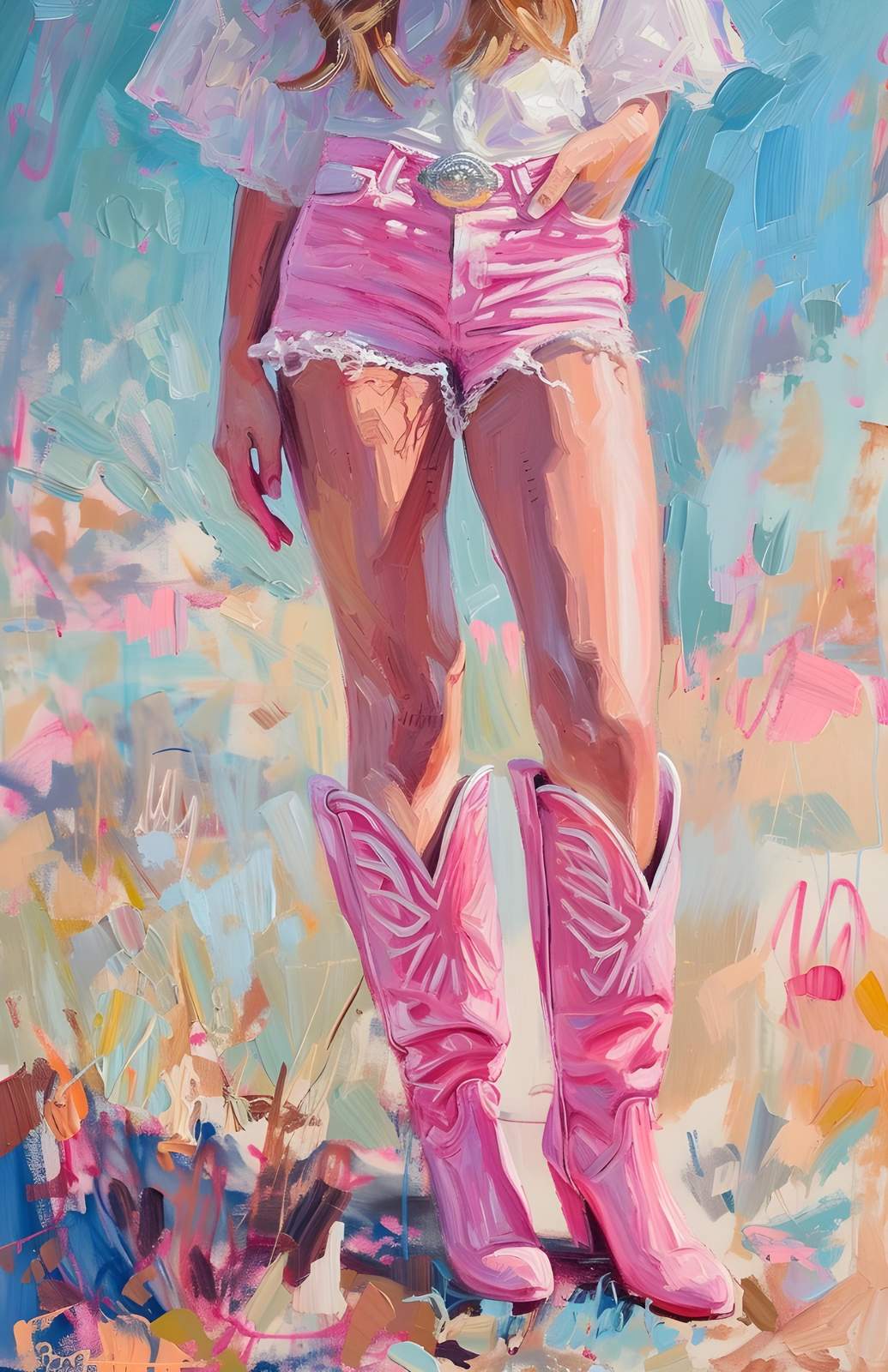 Vibrant Pink Cowboy Boots Statement Wall Art
