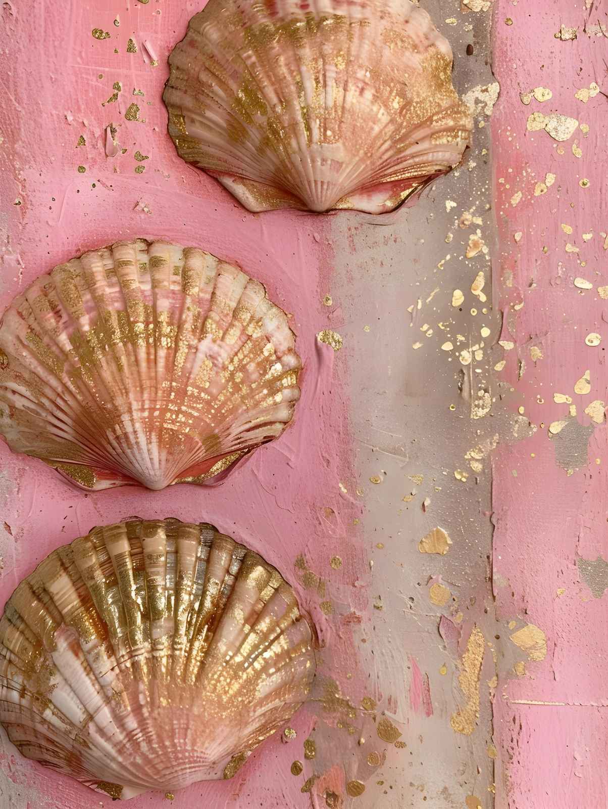 Luxury Pink & Gold Seashell Wall Art