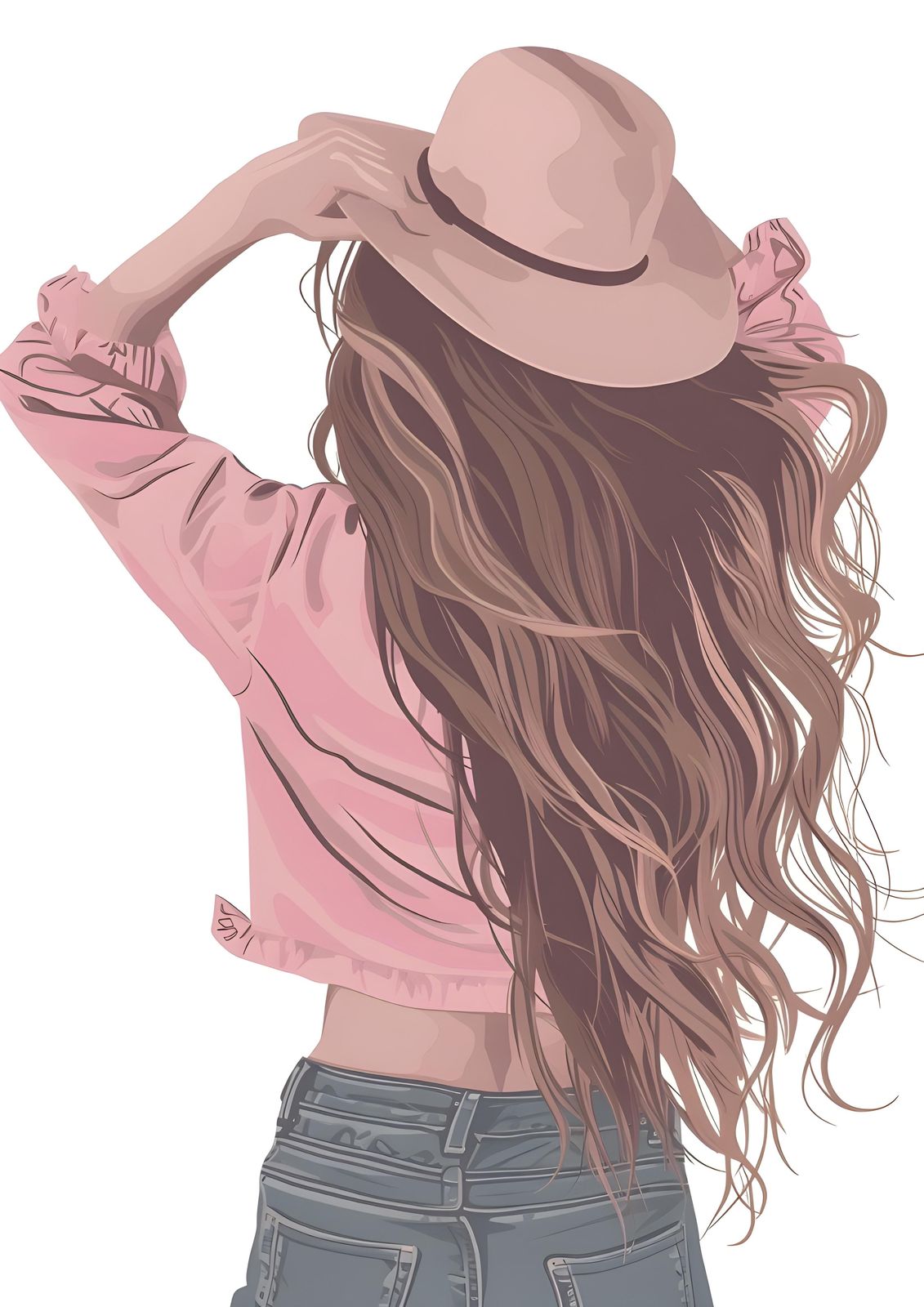 Boho Chic Girl with Flowing Hair Wall Art