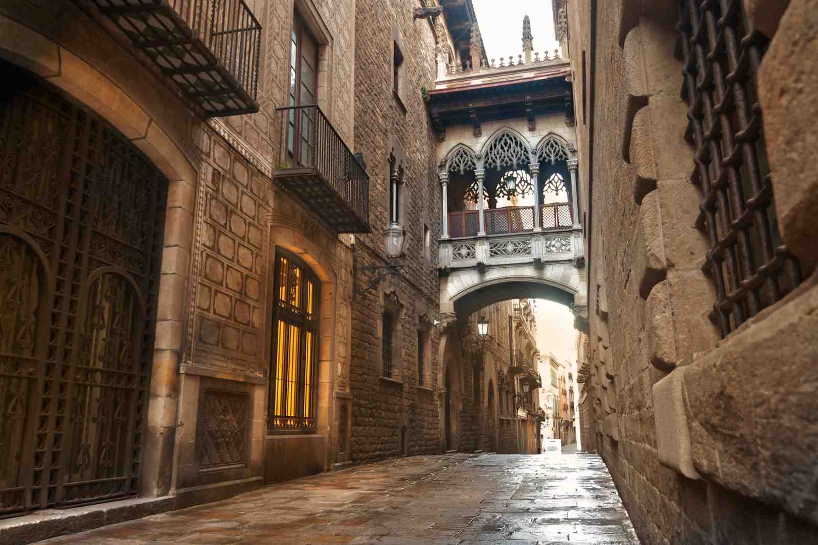 Gothic Barcelona Alleyway Bridge Wall Art