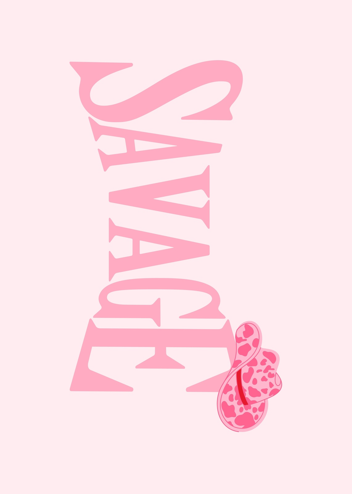 Savage Attitude Pink Cow Print Wall Art