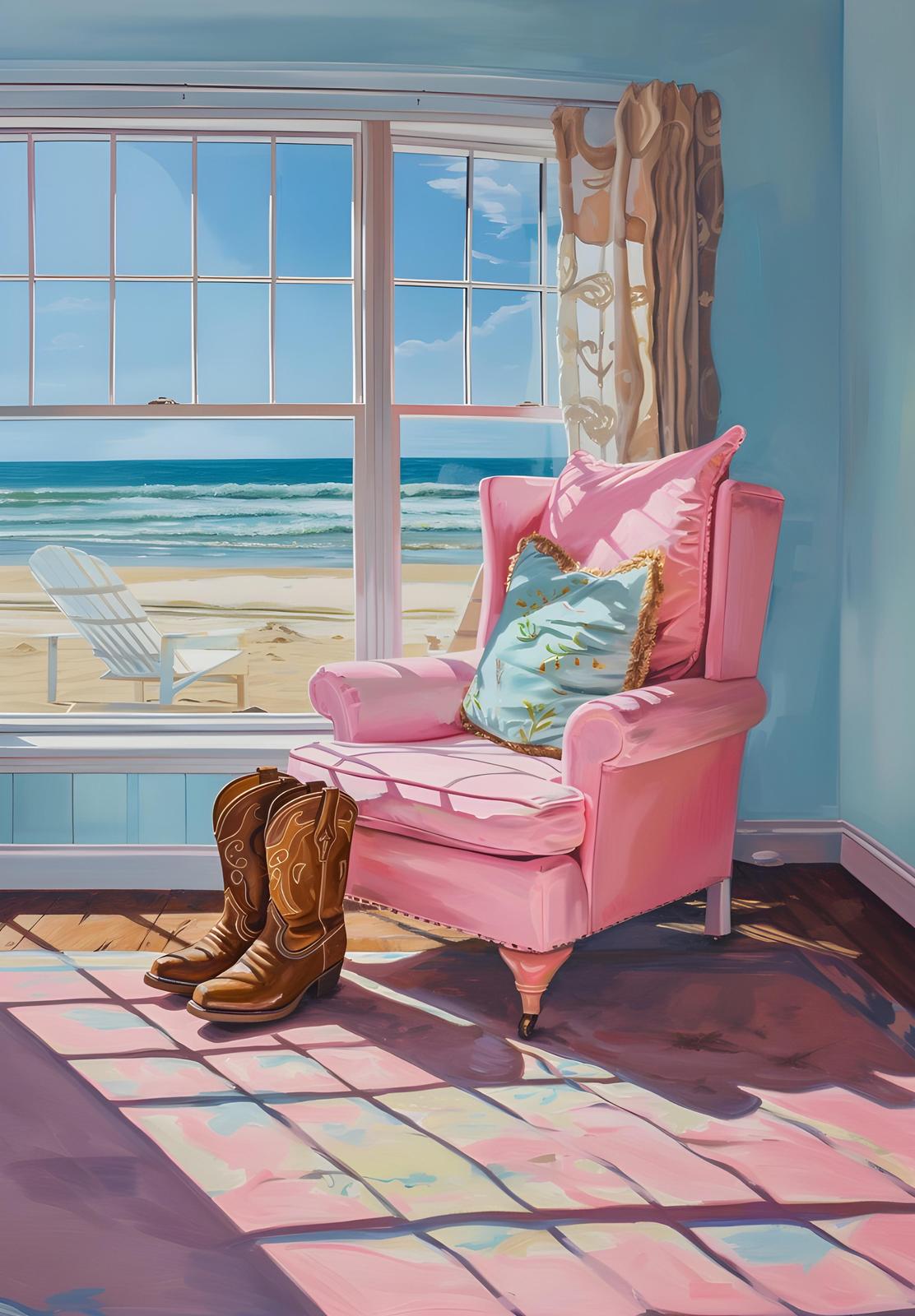 Coastal Cowgirl Vibes Beach Scene Wall Art