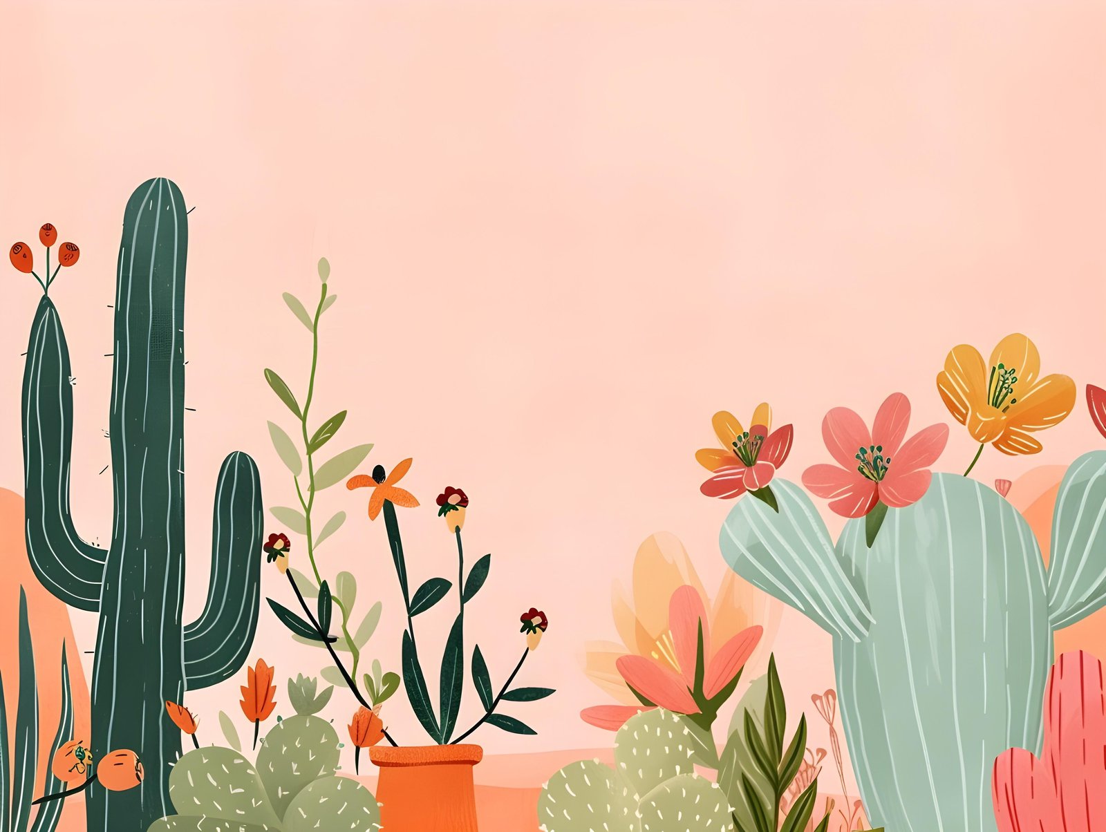 Desert Bloom Cactus Art Wall Art