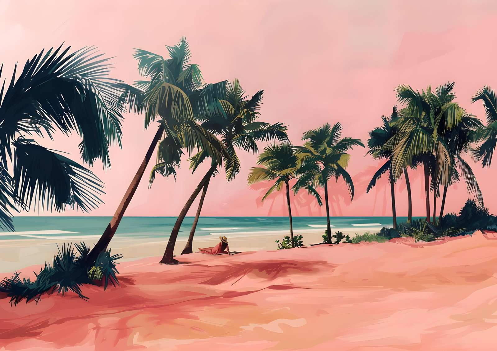 Serene Beach Paradise Palm Trees Wall Art