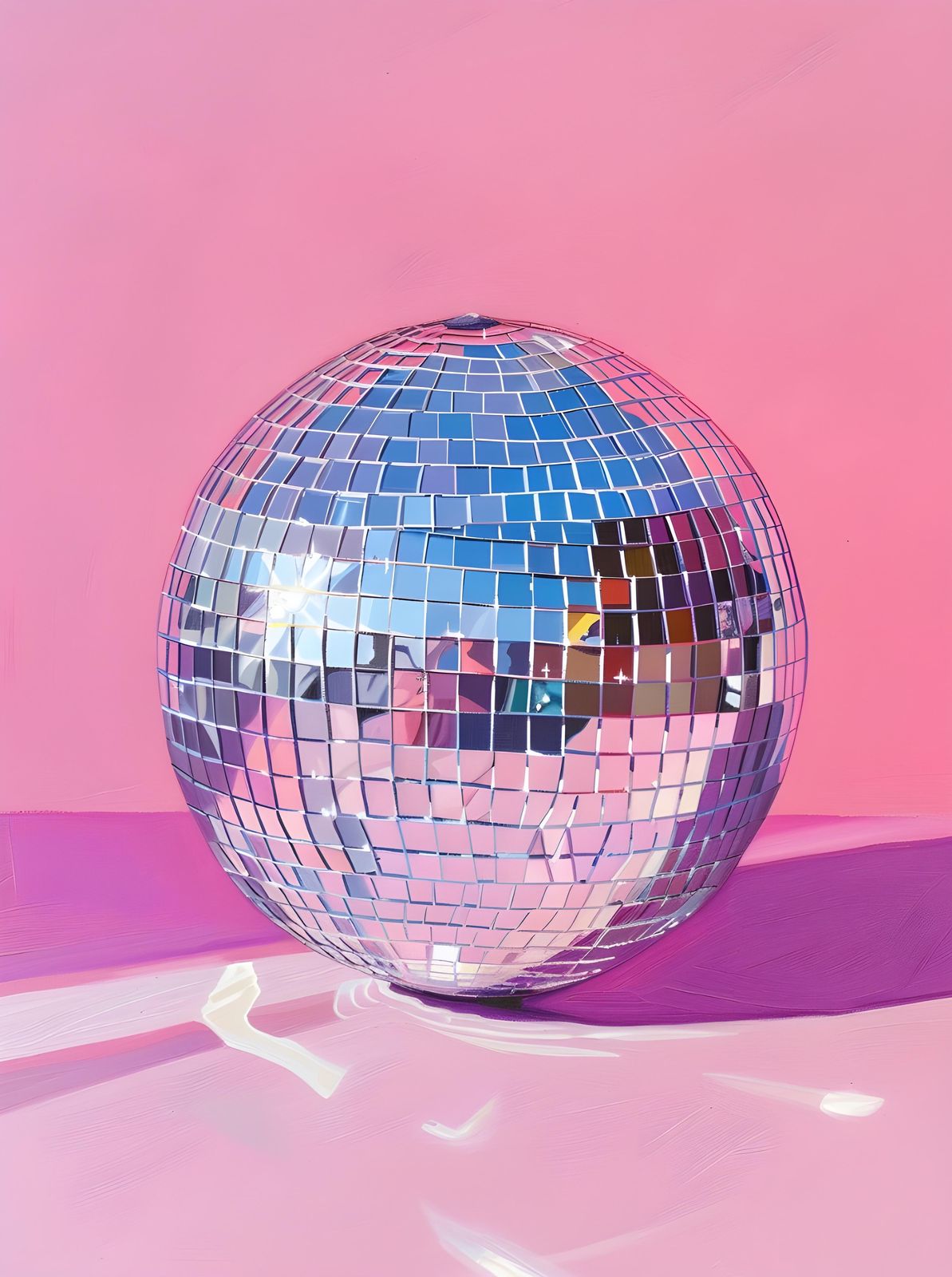 Disco Ball Glamour Pink Wall Art Wall Art