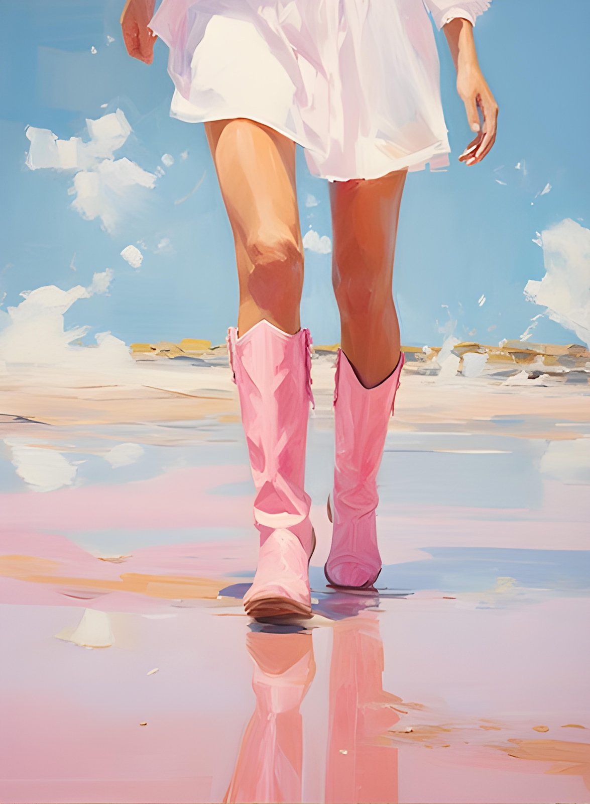 Pink Boots Beach Walk Wall Art