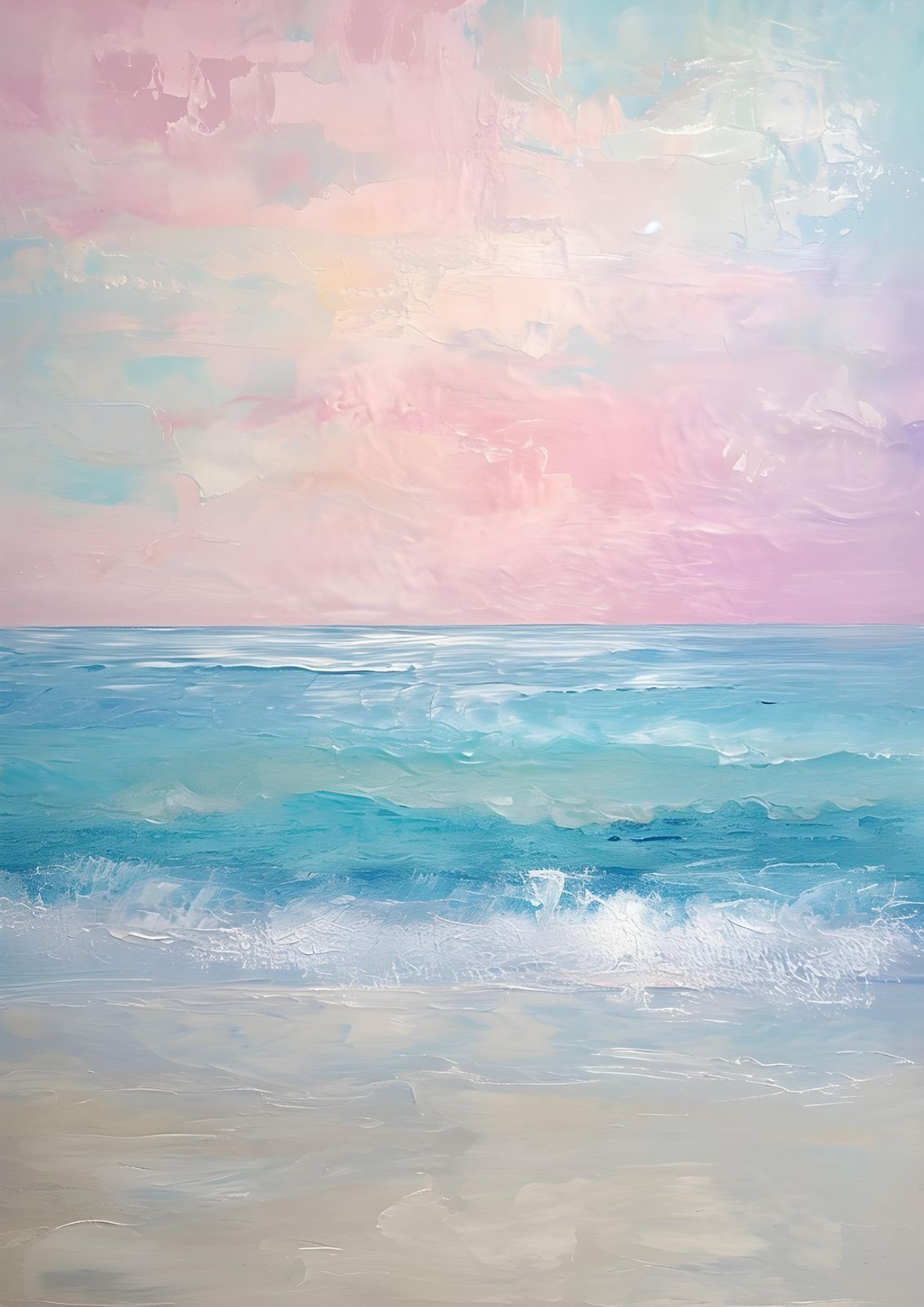 Dreamy Pastel Sunset Ocean Wall Art