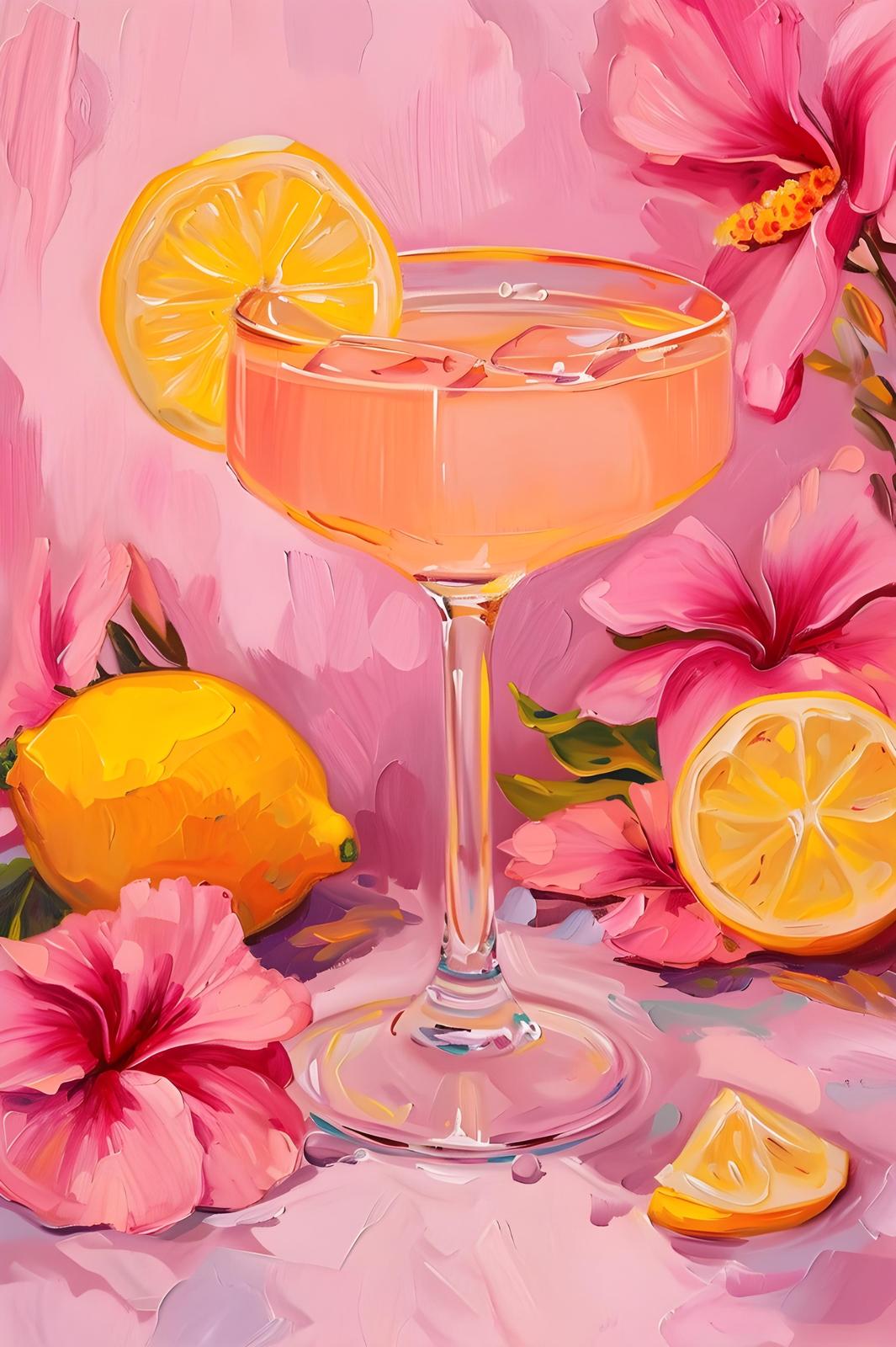 Pink Lemonade Vibes Cocktail Wall Art
