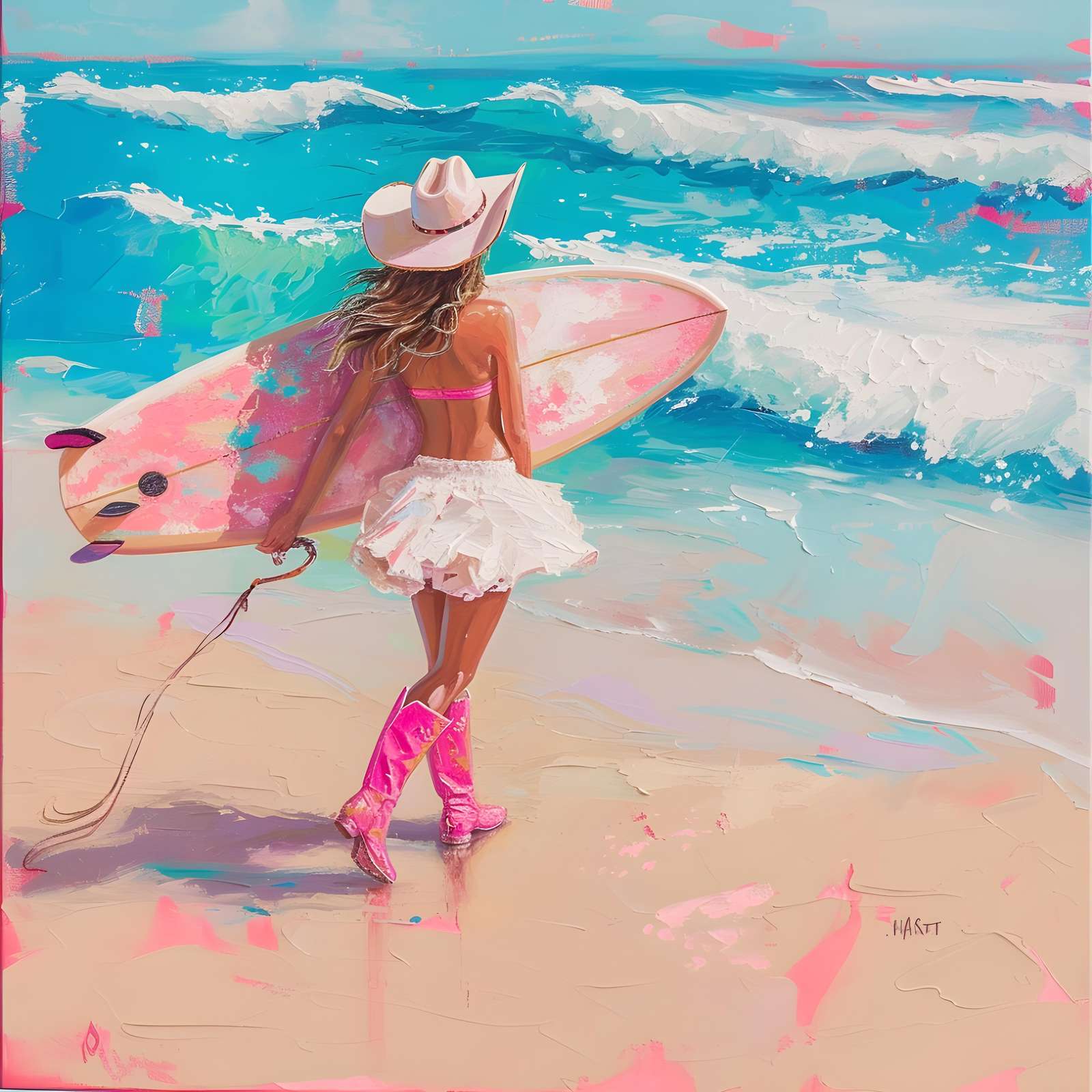 Boho Beach Babe Surf Western Cowgirl Wall Art