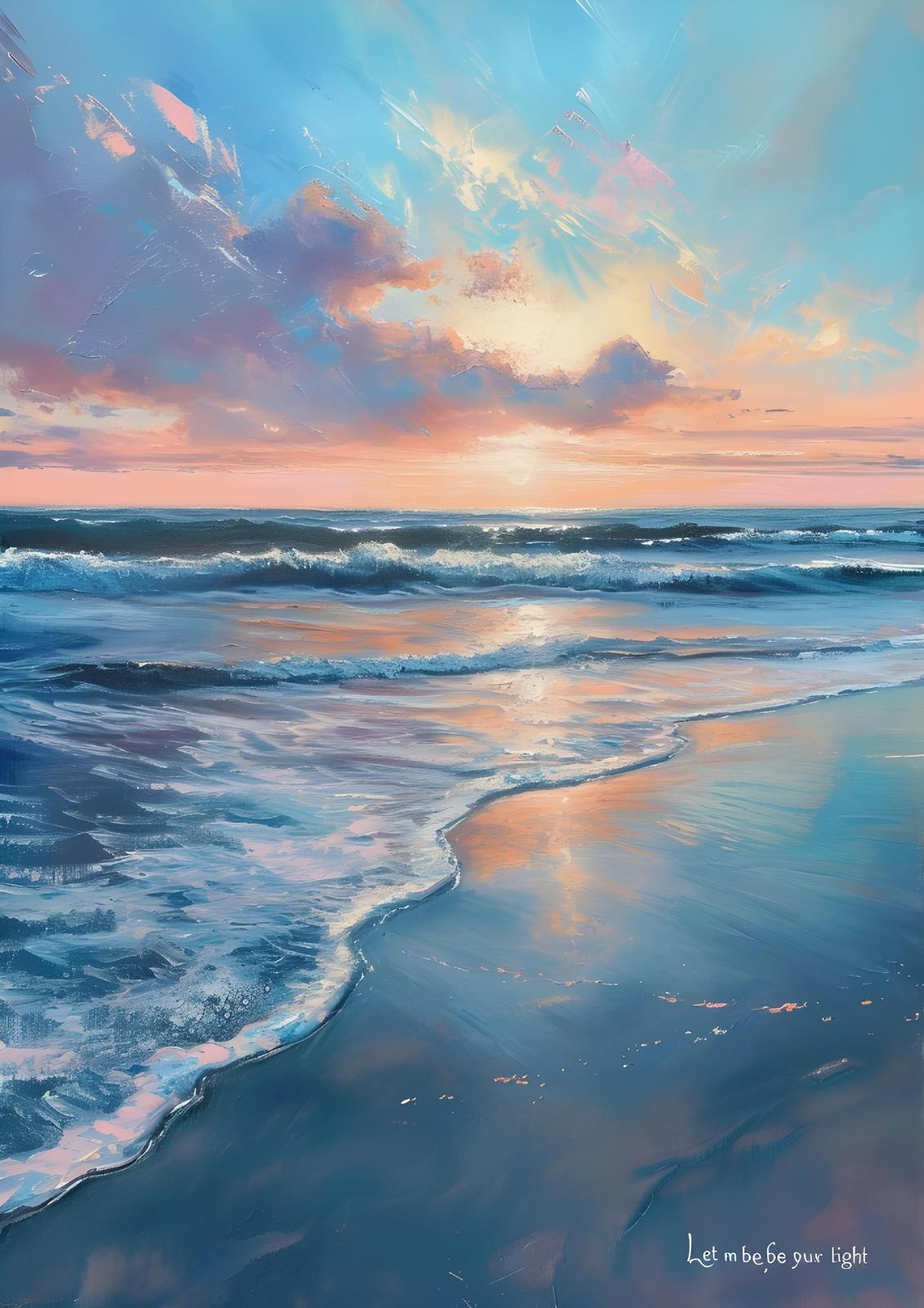 Serene Sunset Ocean Waves Wall Art