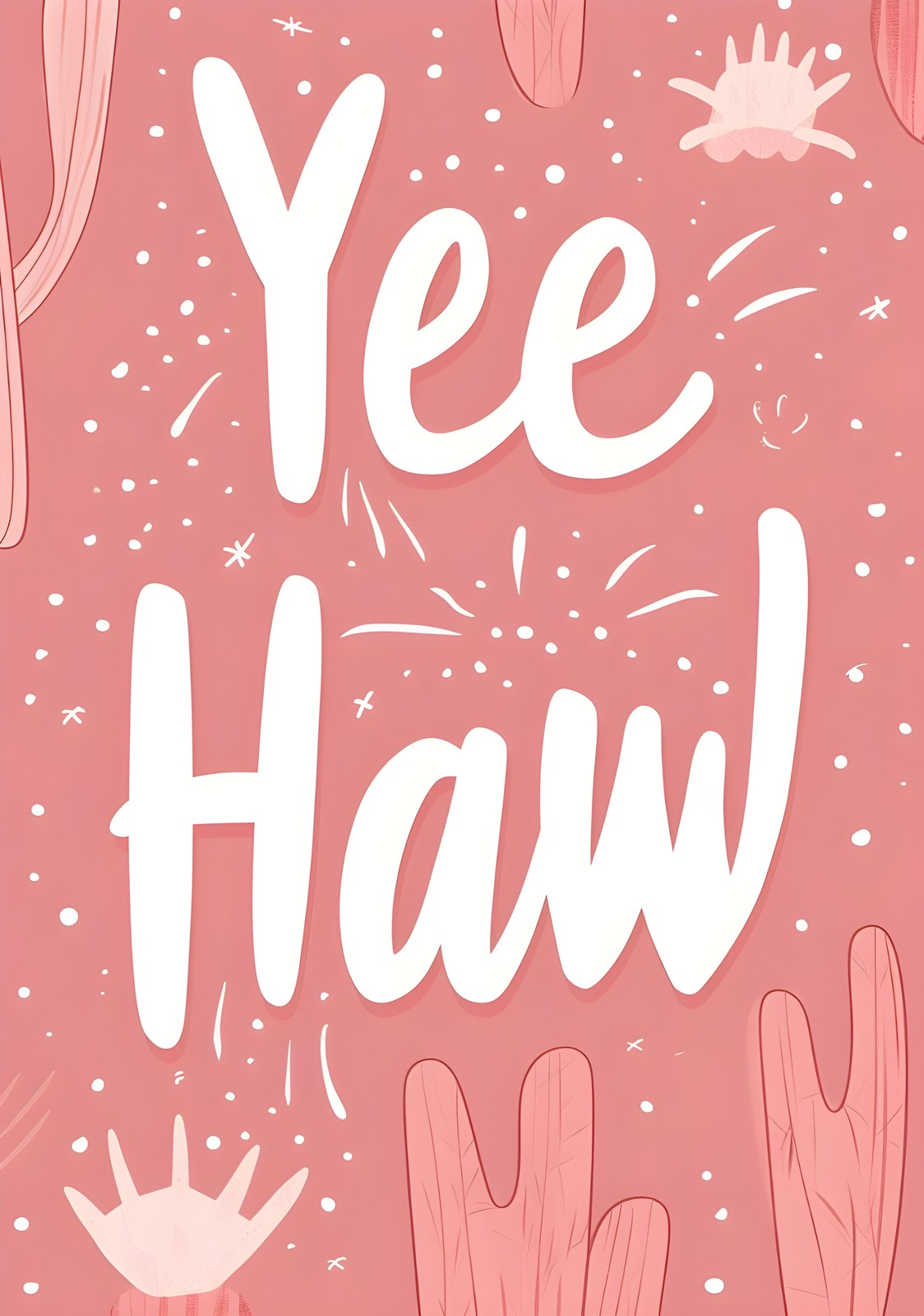 Yee Haw Pink Cactus Wall Art
